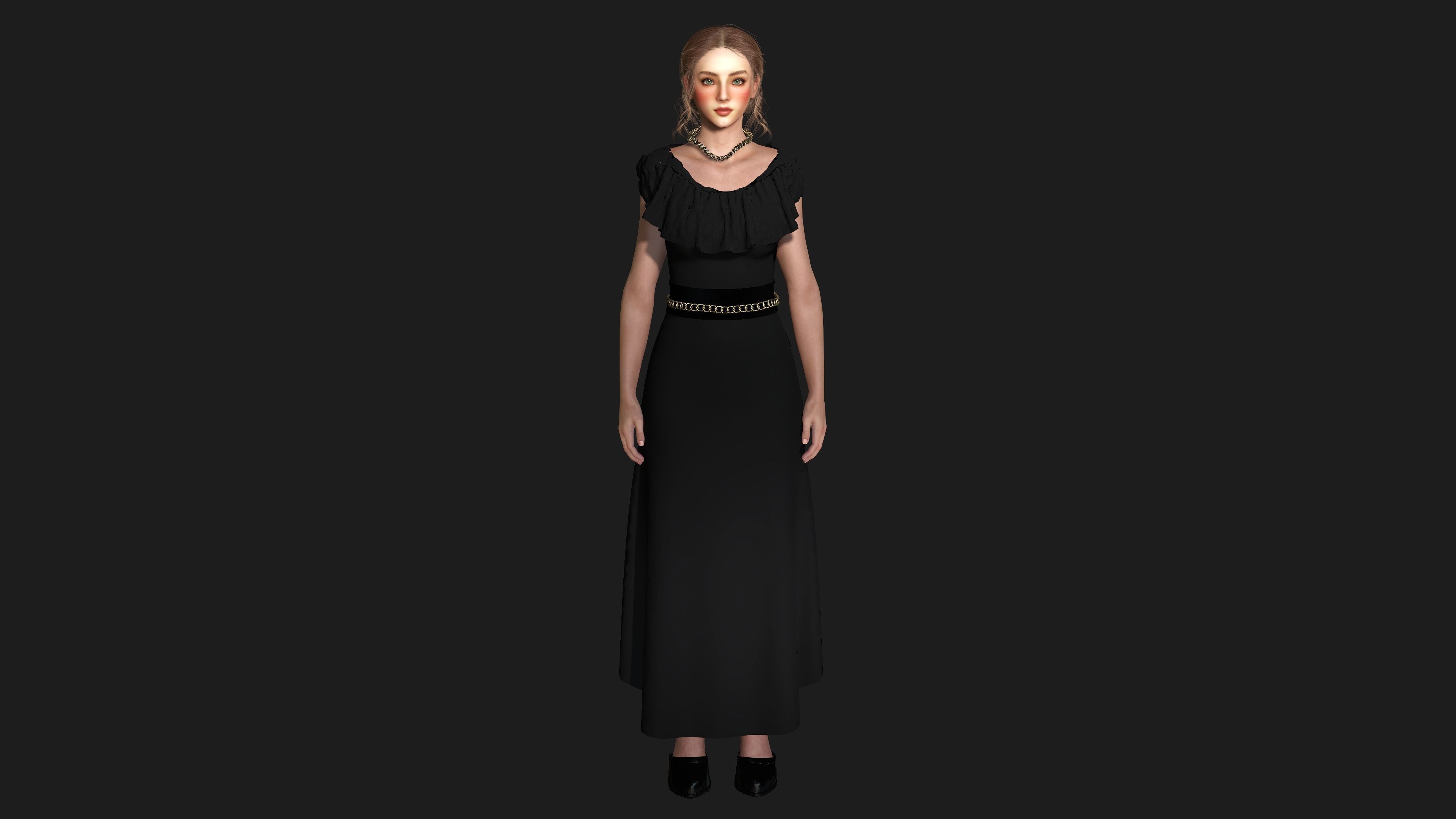 AAA 3D MEDIEVAL VICTORIAN DRESS STYLE -REALISTIC CHARACTER Low-poly 3D model_21