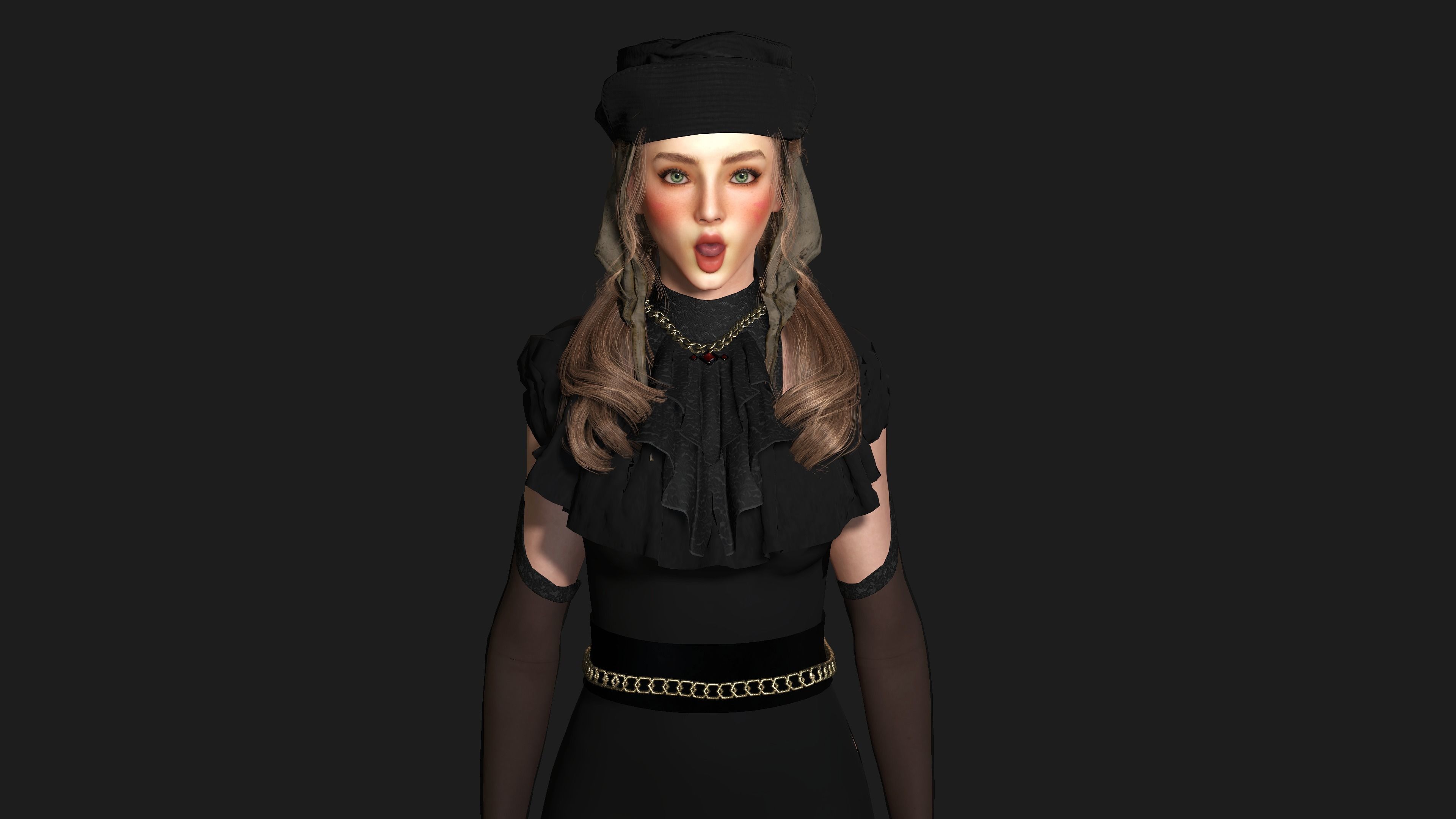 AAA 3D MEDIEVAL VICTORIAN DRESS STYLE -REALISTIC CHARACTER Low-poly 3D model_10