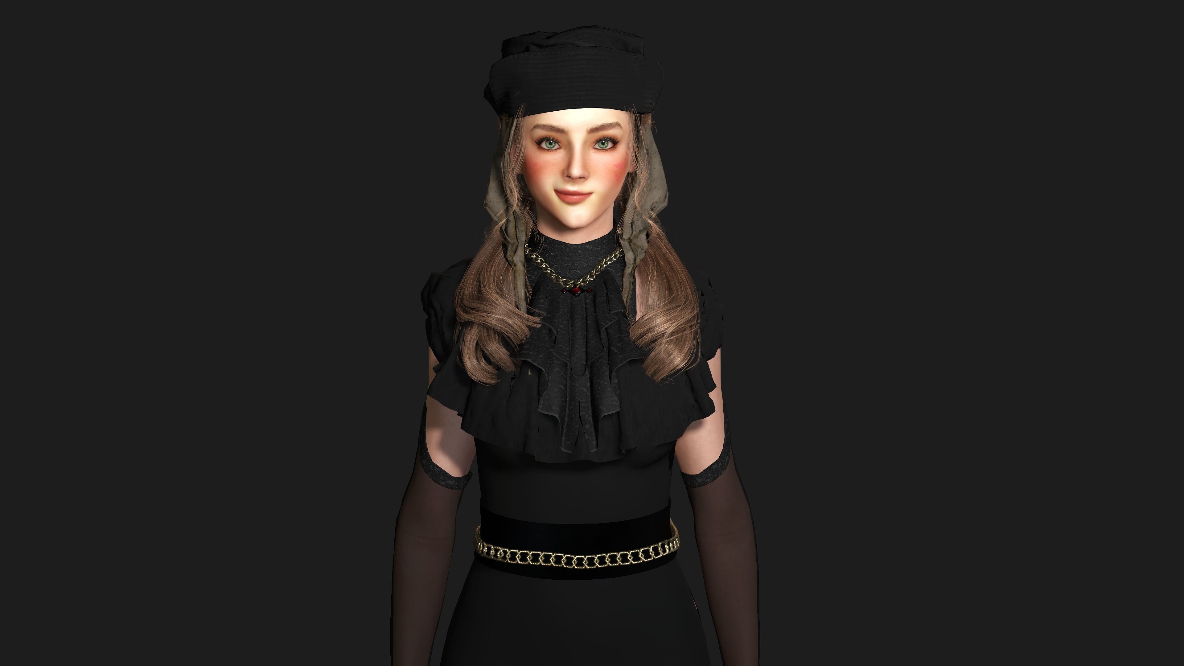 AAA 3D MEDIEVAL VICTORIAN DRESS STYLE -REALISTIC CHARACTER Low-poly 3D model_9