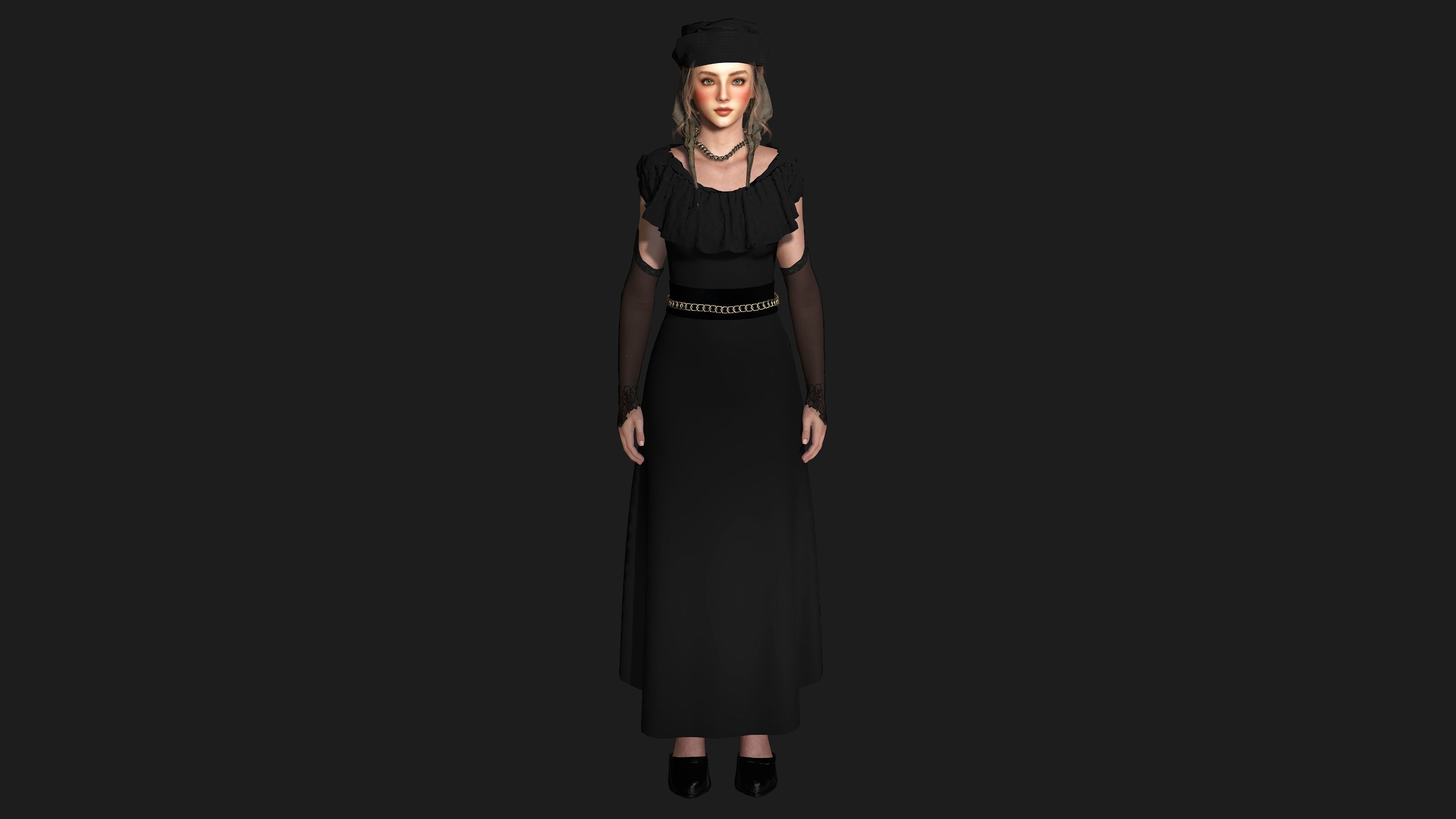 AAA 3D MEDIEVAL VICTORIAN DRESS STYLE -REALISTIC CHARACTER Low-poly 3D model_18