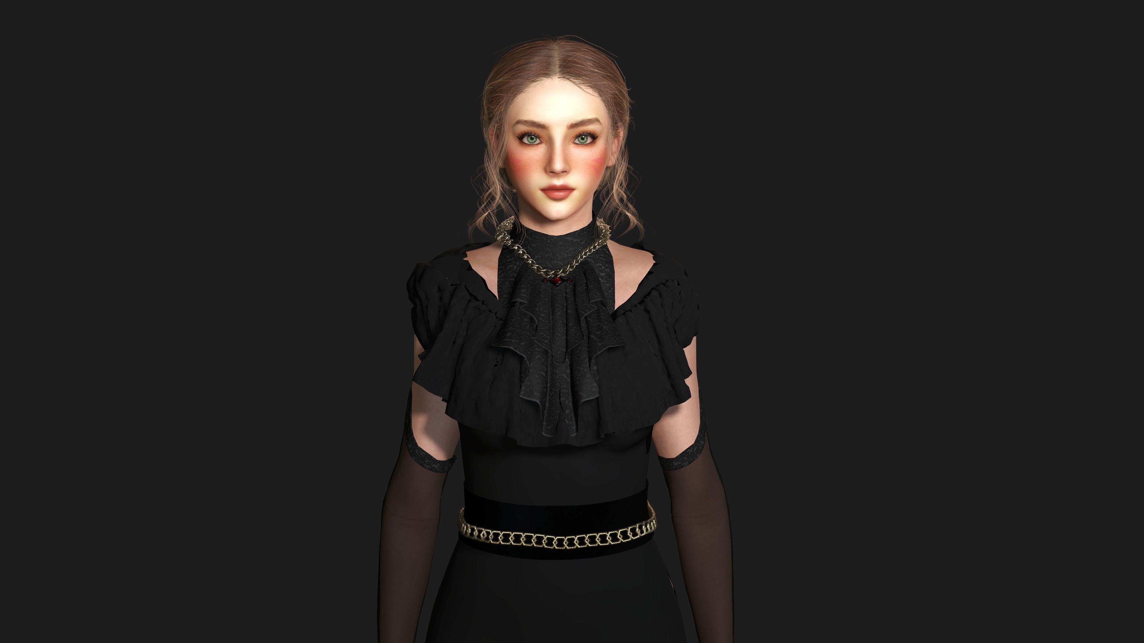 AAA 3D MEDIEVAL VICTORIAN DRESS STYLE -REALISTIC CHARACTER Low-poly 3D model_13