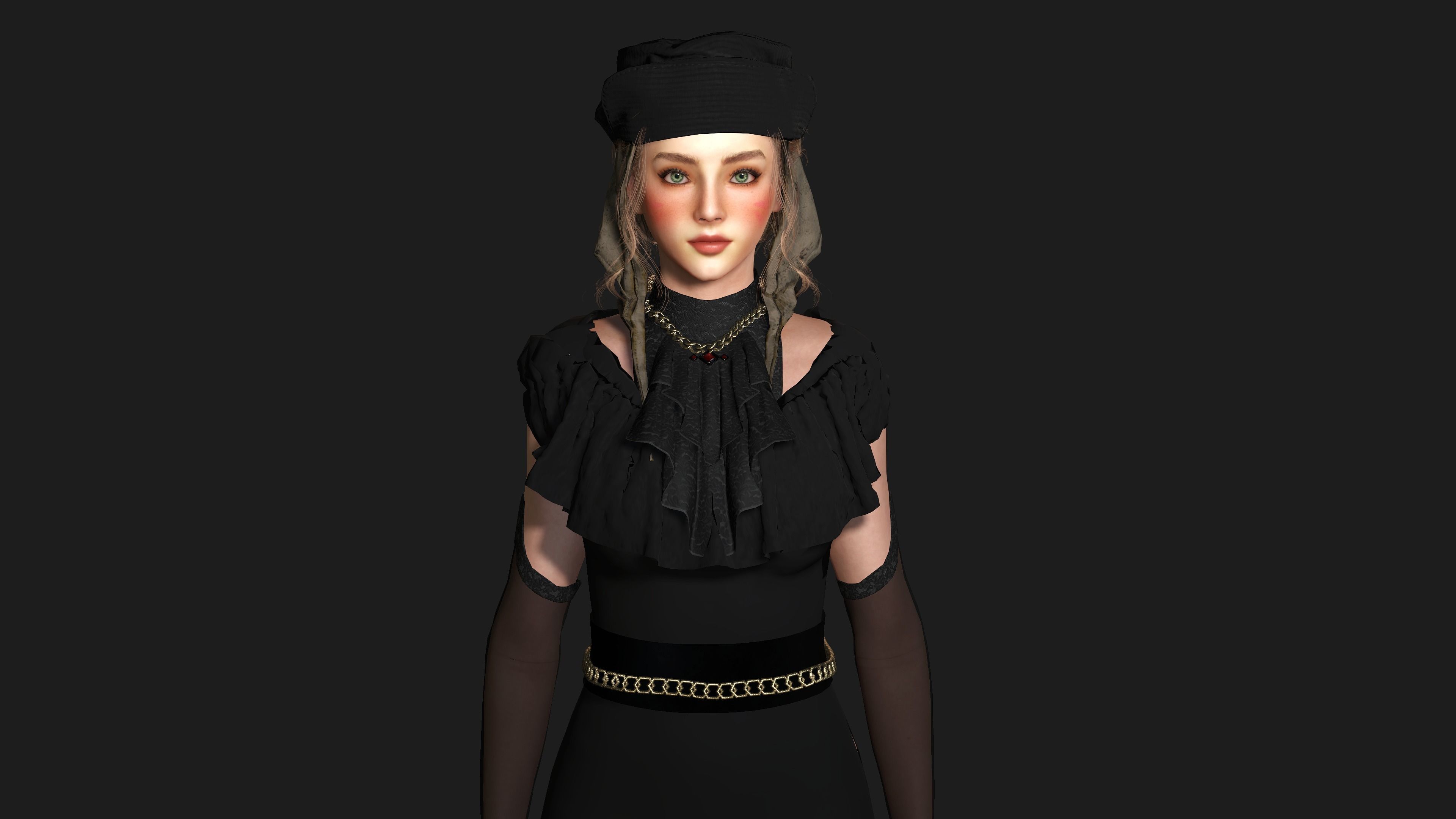 AAA 3D MEDIEVAL VICTORIAN DRESS STYLE -REALISTIC CHARACTER Low-poly 3D model_12