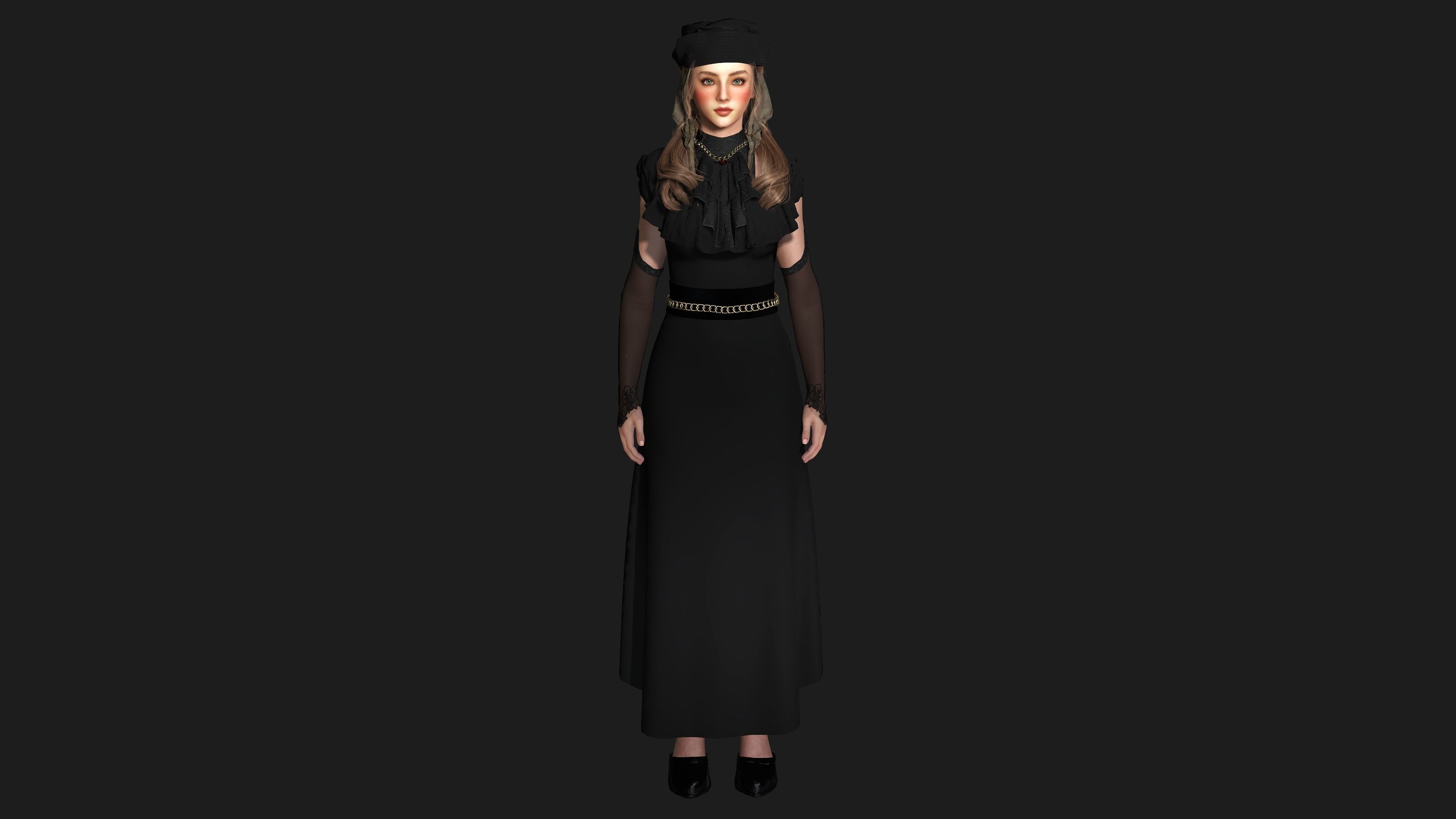 AAA 3D MEDIEVAL VICTORIAN DRESS STYLE -REALISTIC CHARACTER Low-poly 3D model_14