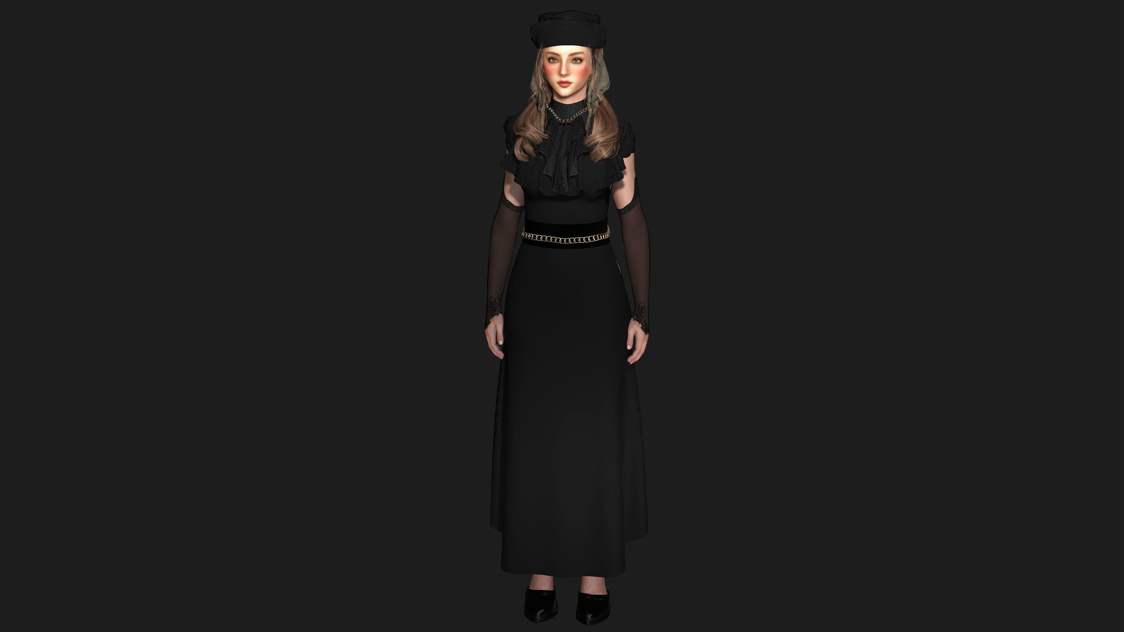 AAA 3D MEDIEVAL VICTORIAN DRESS STYLE -REALISTIC CHARACTER Low-poly 3D model_2