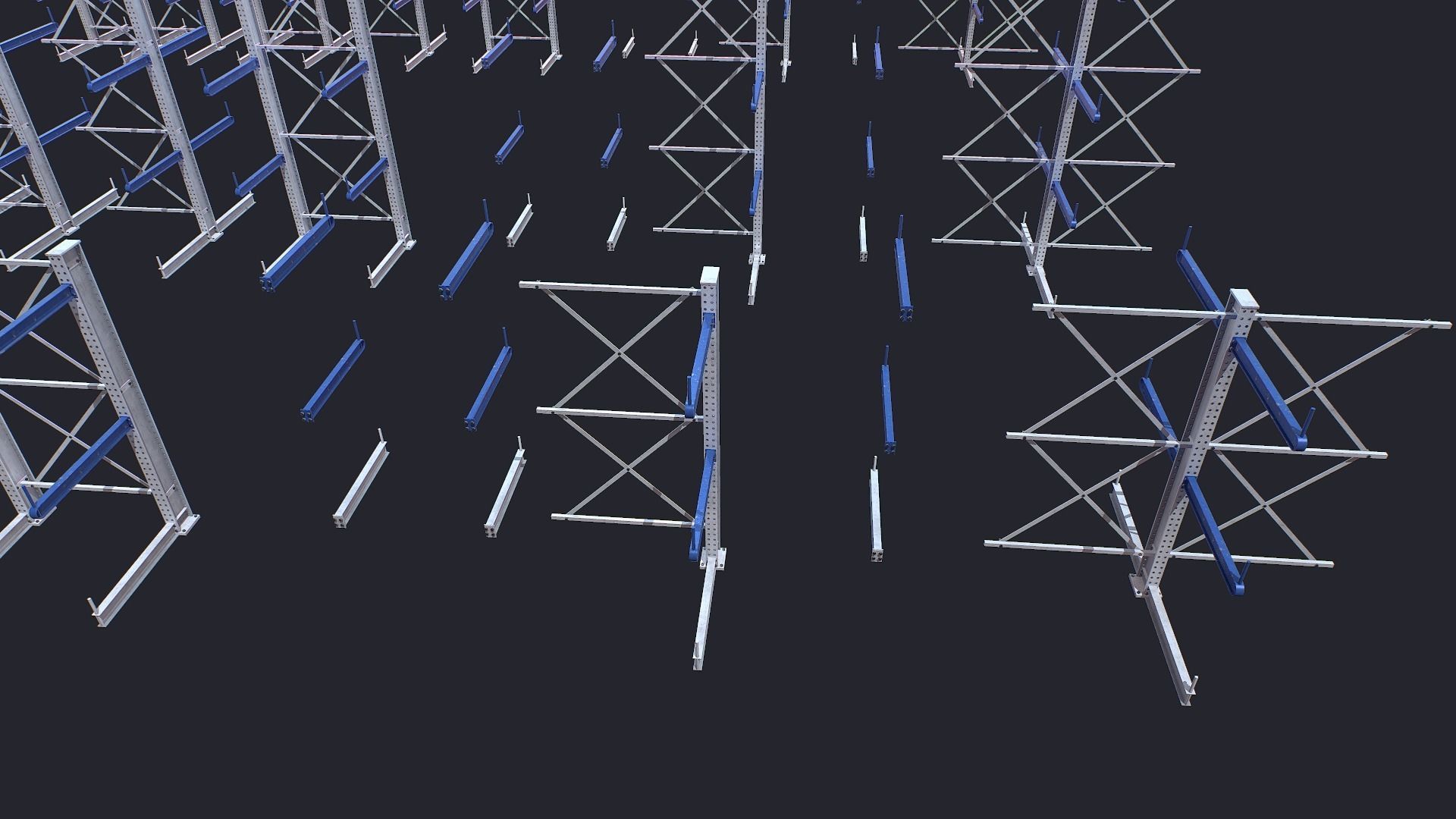 Warehouse Heavy Racks Shelves Low-poly 3D model_10