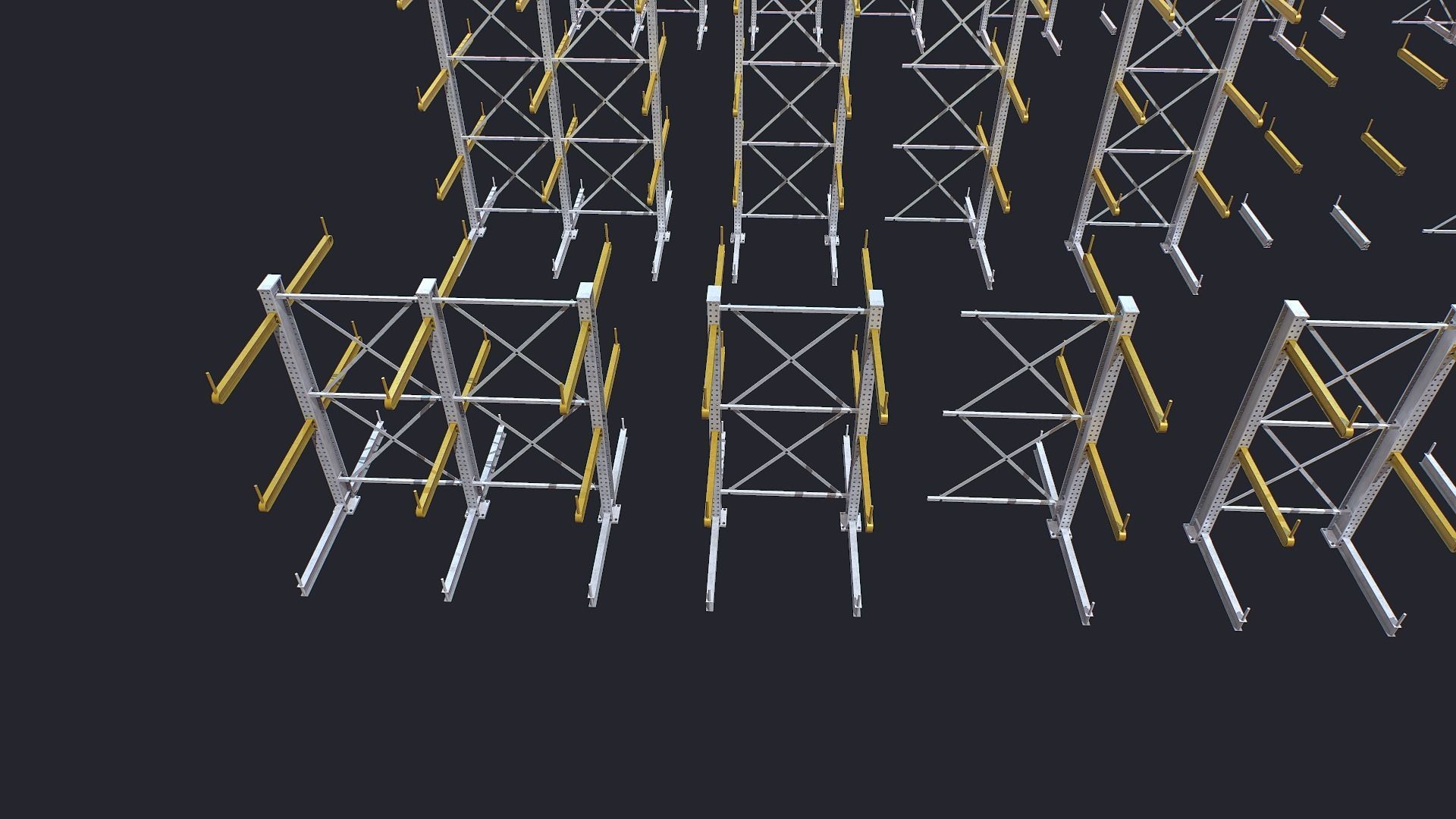 Warehouse Heavy Racks Shelves Low-poly 3D model_3