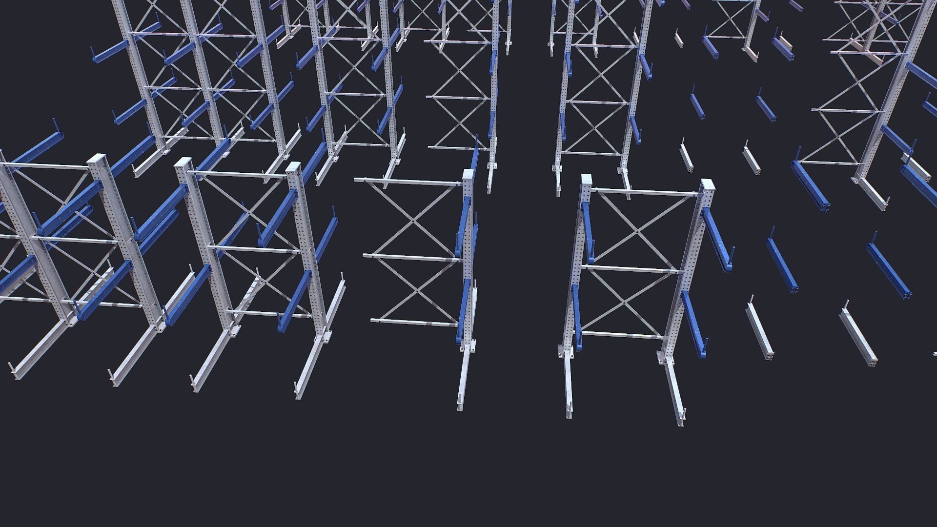 Warehouse Heavy Racks Shelves Low-poly 3D model_9