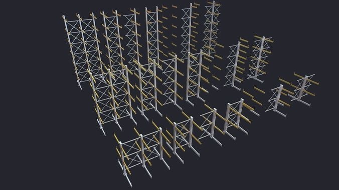 Warehouse Heavy Racks Shelves Low-poly 3D model