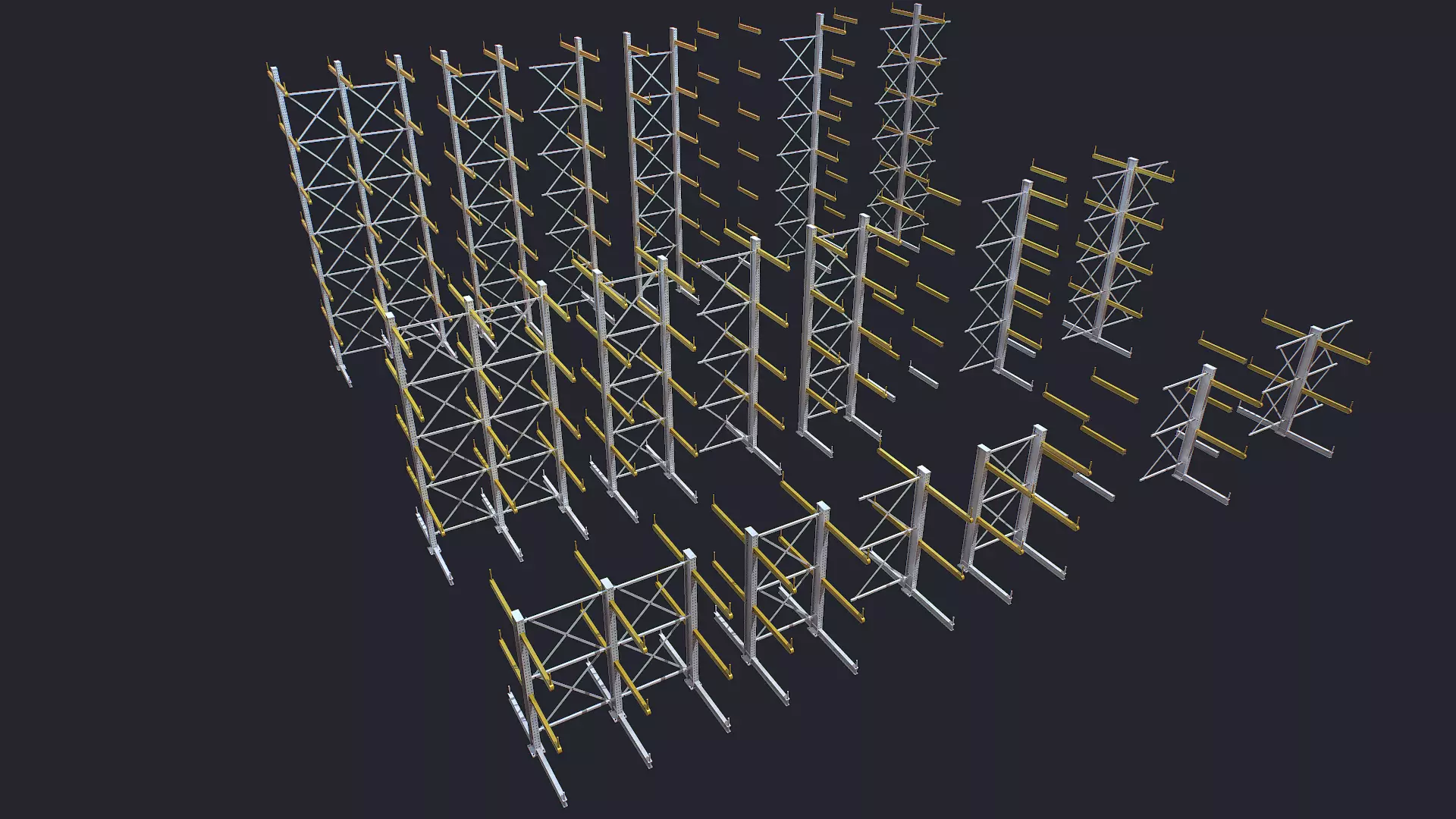 Warehouse Heavy Racks Shelves Low-poly 3D model_0