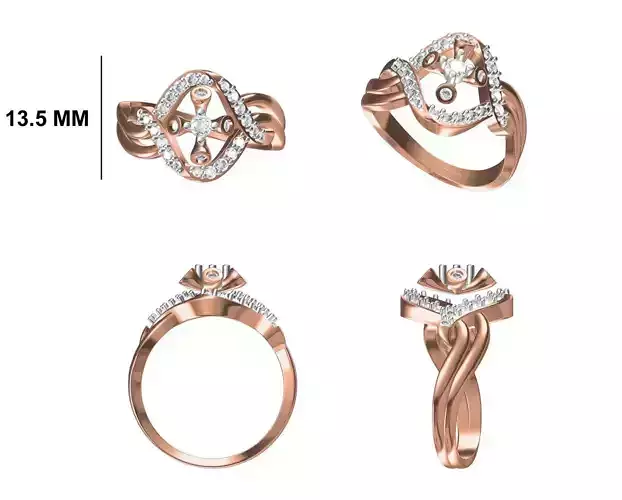 Wedding Engagement Women Ring STL FBX JCD Details