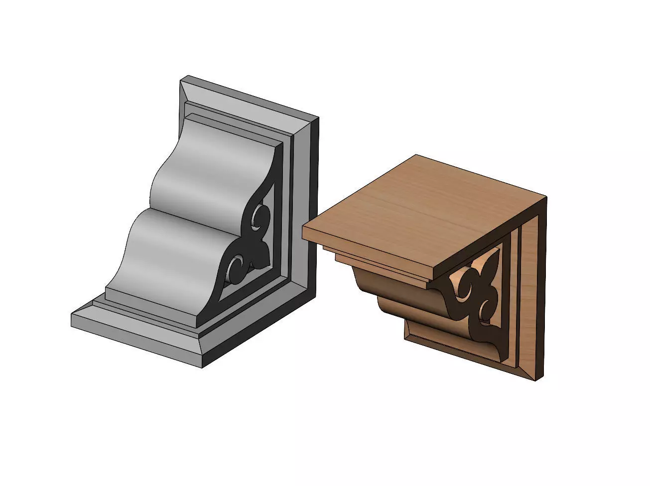 Floral scroll carved Corbel bracket 3D print model