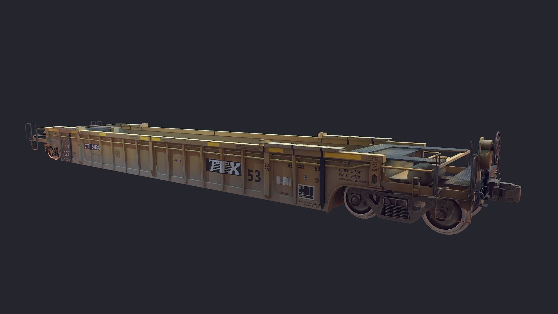 Flat Car Low-poly 3D model_4