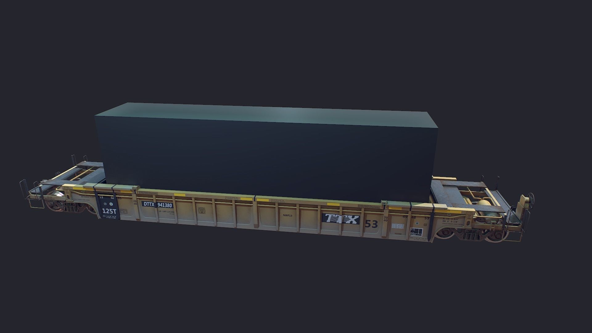 Flat Car Low-poly 3D model_8
