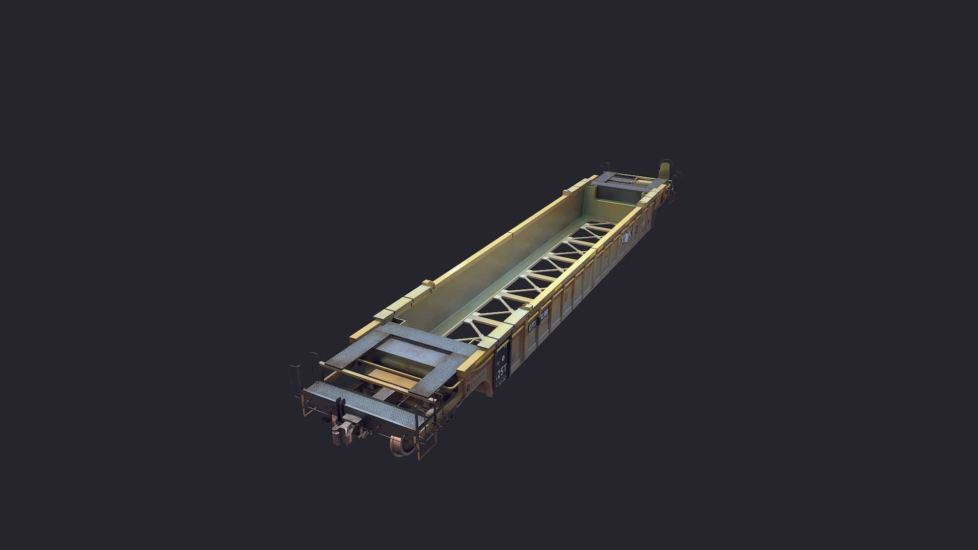 Flat Car Low-poly 3D model_3