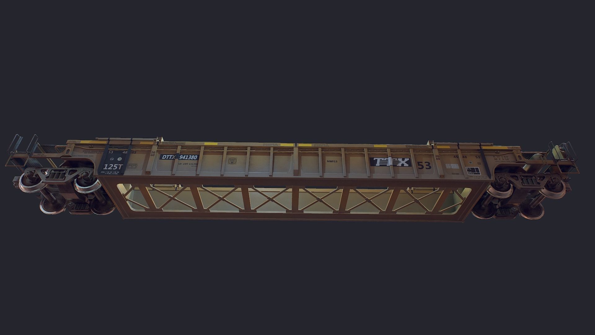 Flat Car Low-poly 3D model_5