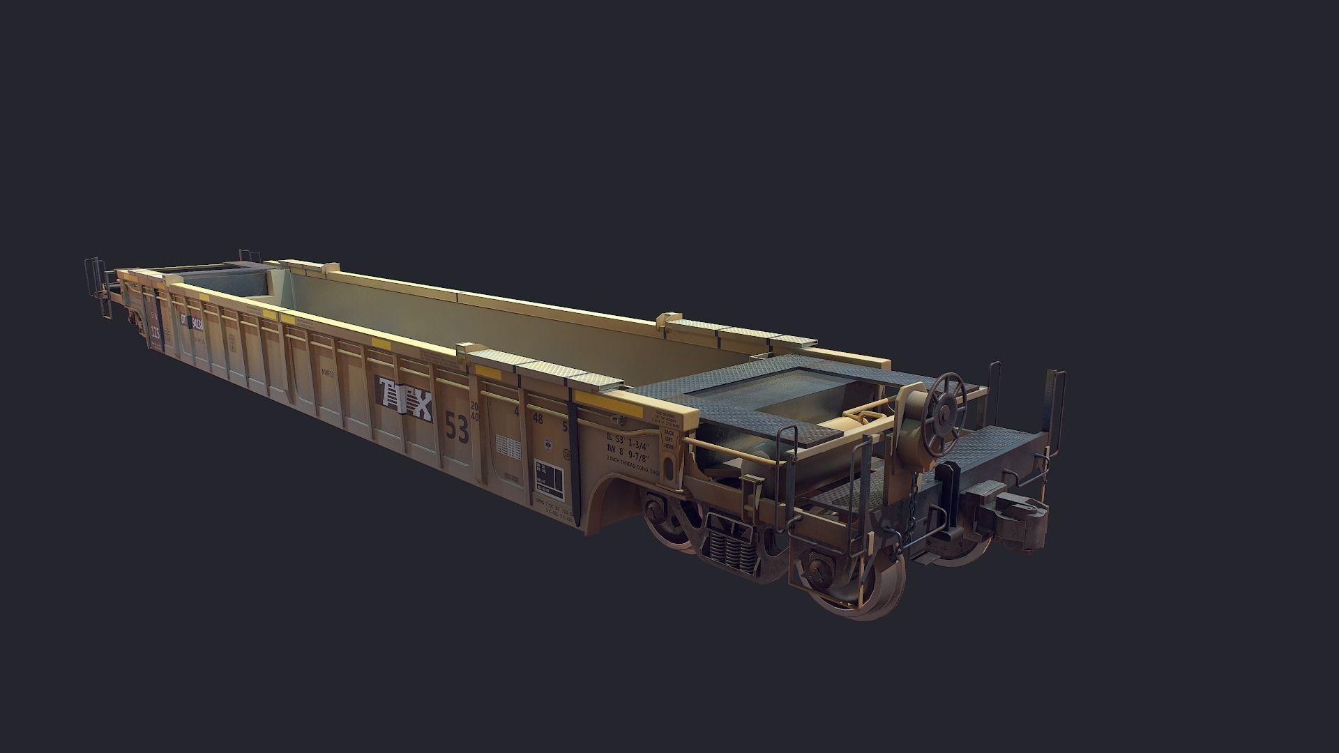 Flat Car Low-poly 3D model_6