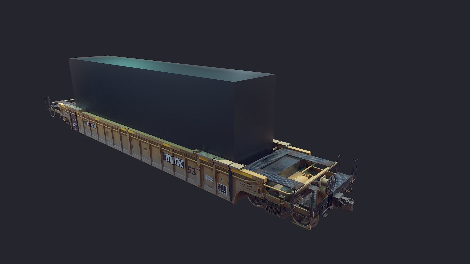 Flat Car Low-poly 3D model_9