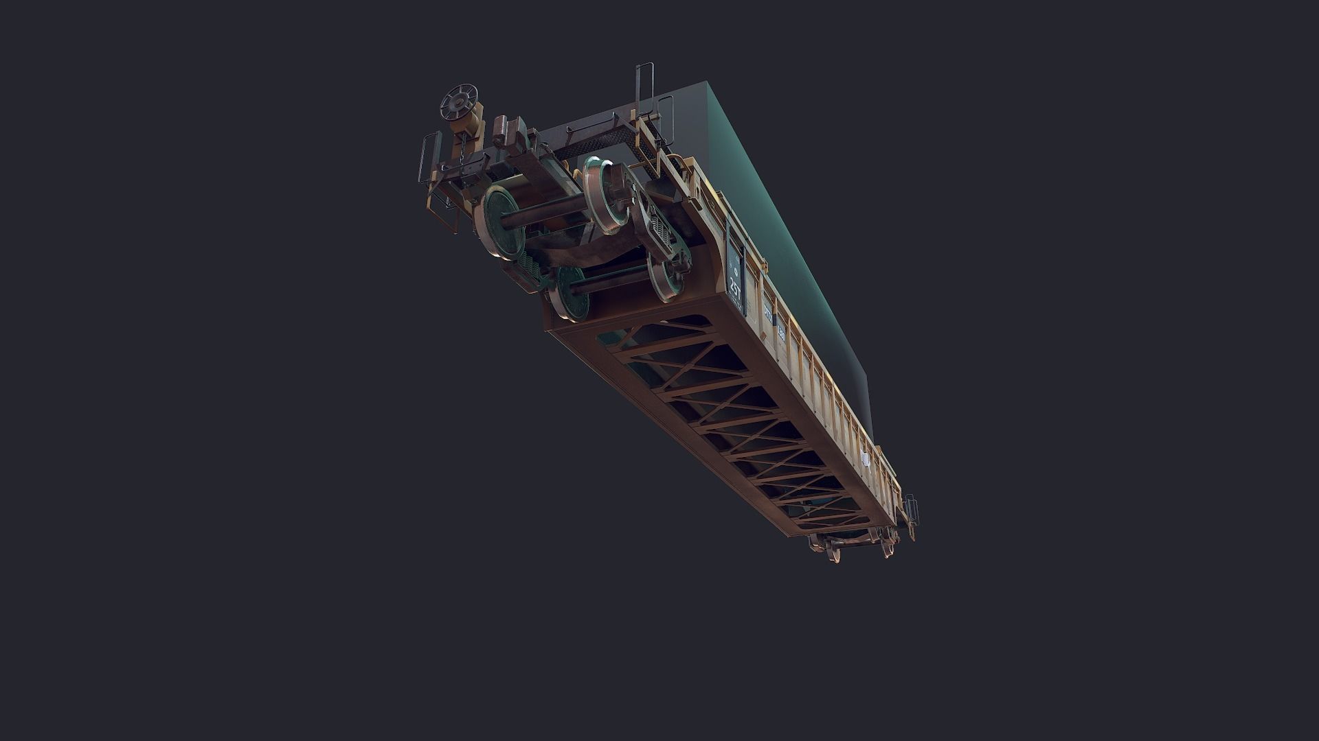 Flat Car Low-poly 3D model_11