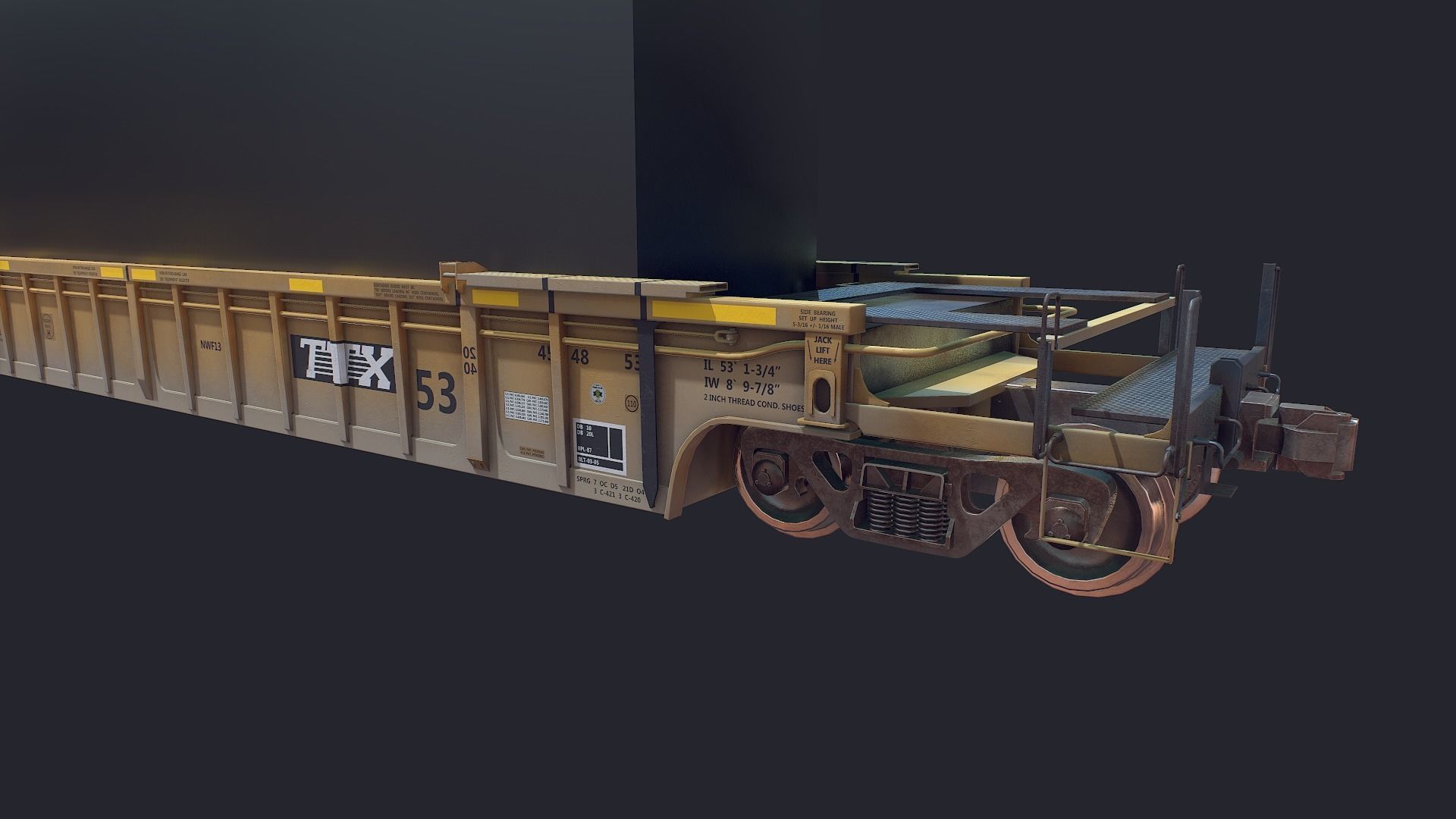 Flat Car Low-poly 3D model_13