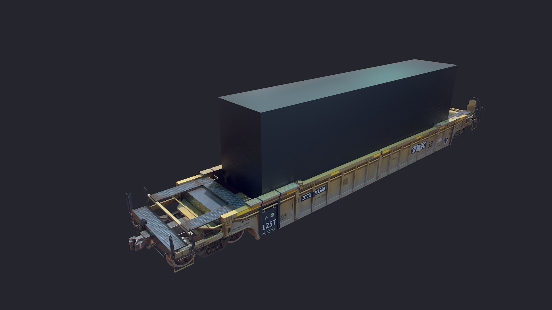 Flat Car Low-poly 3D model_7