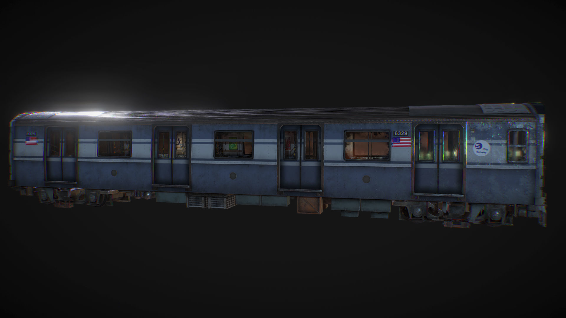 NY Train and Wagon Low-poly 3D model_2