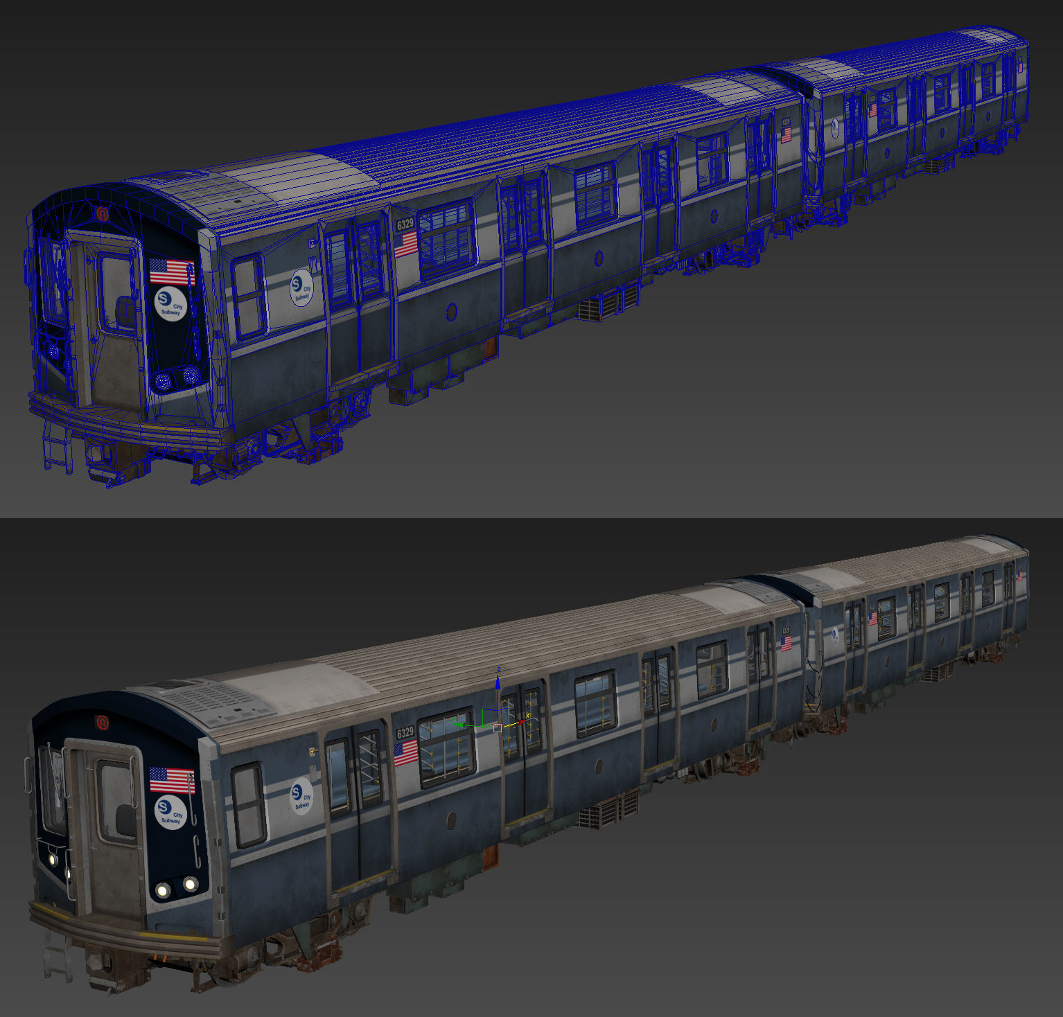 NY Train and Wagon Low-poly 3D model_7
