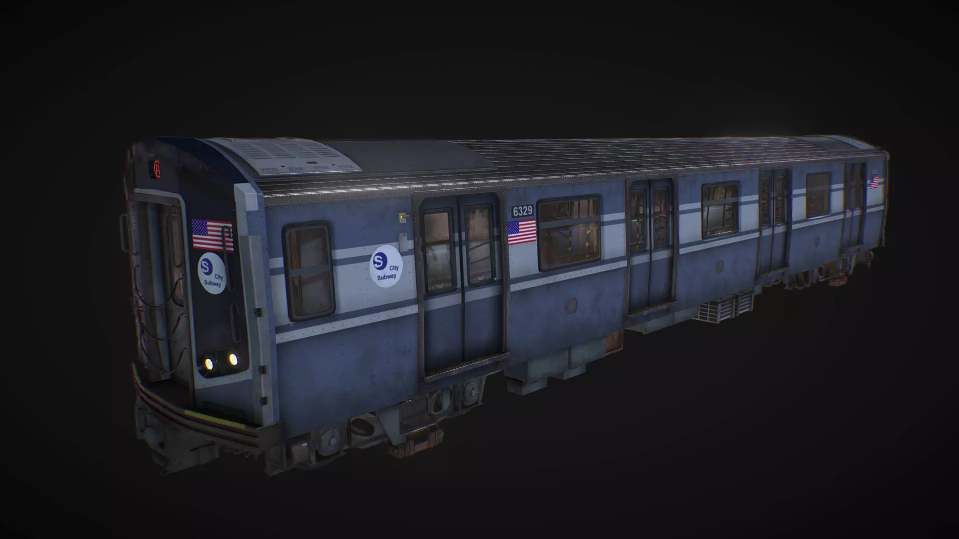 NY Train and Wagon Low-poly 3D model_0