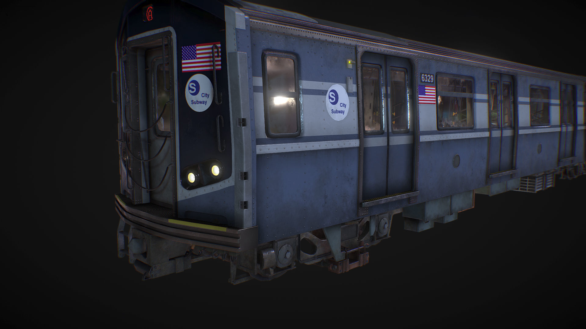 NY Train and Wagon Low-poly 3D model_4