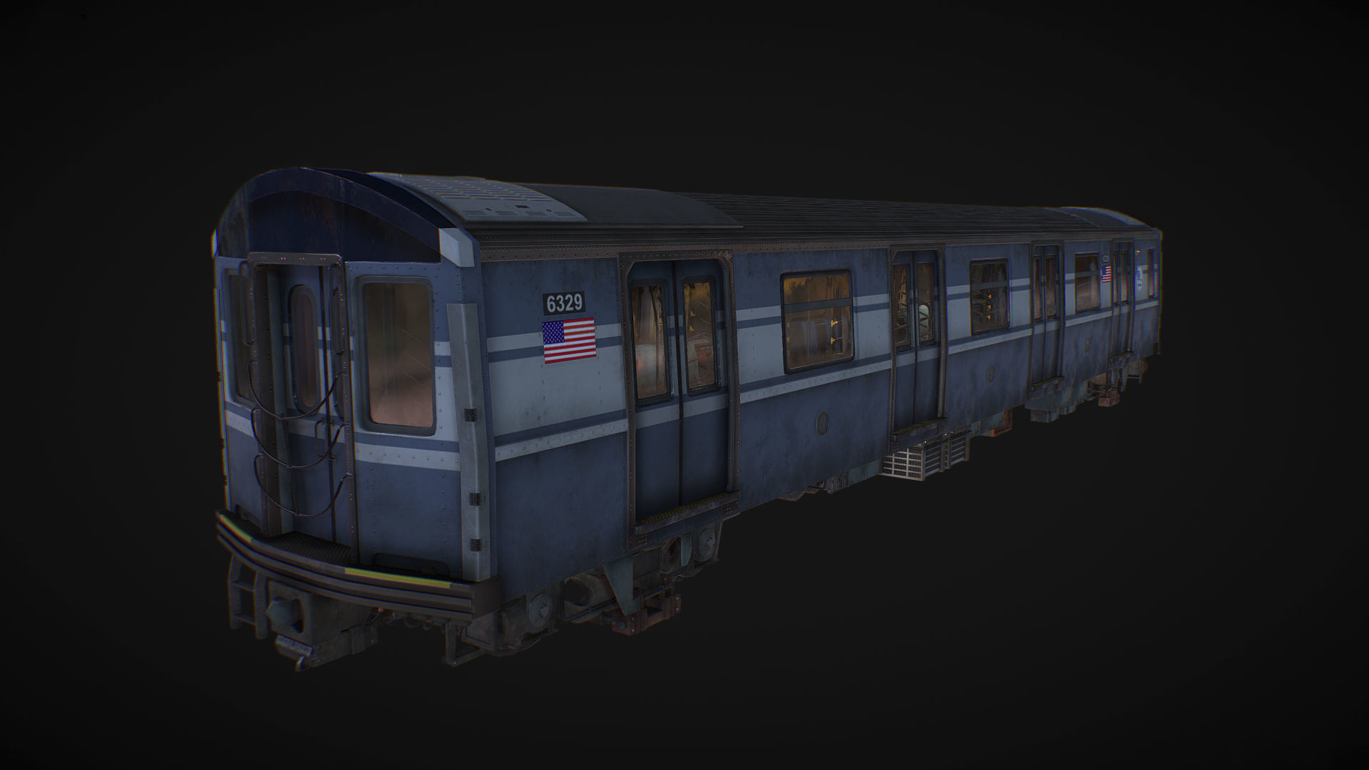 NY Train and Wagon Low-poly 3D model_3