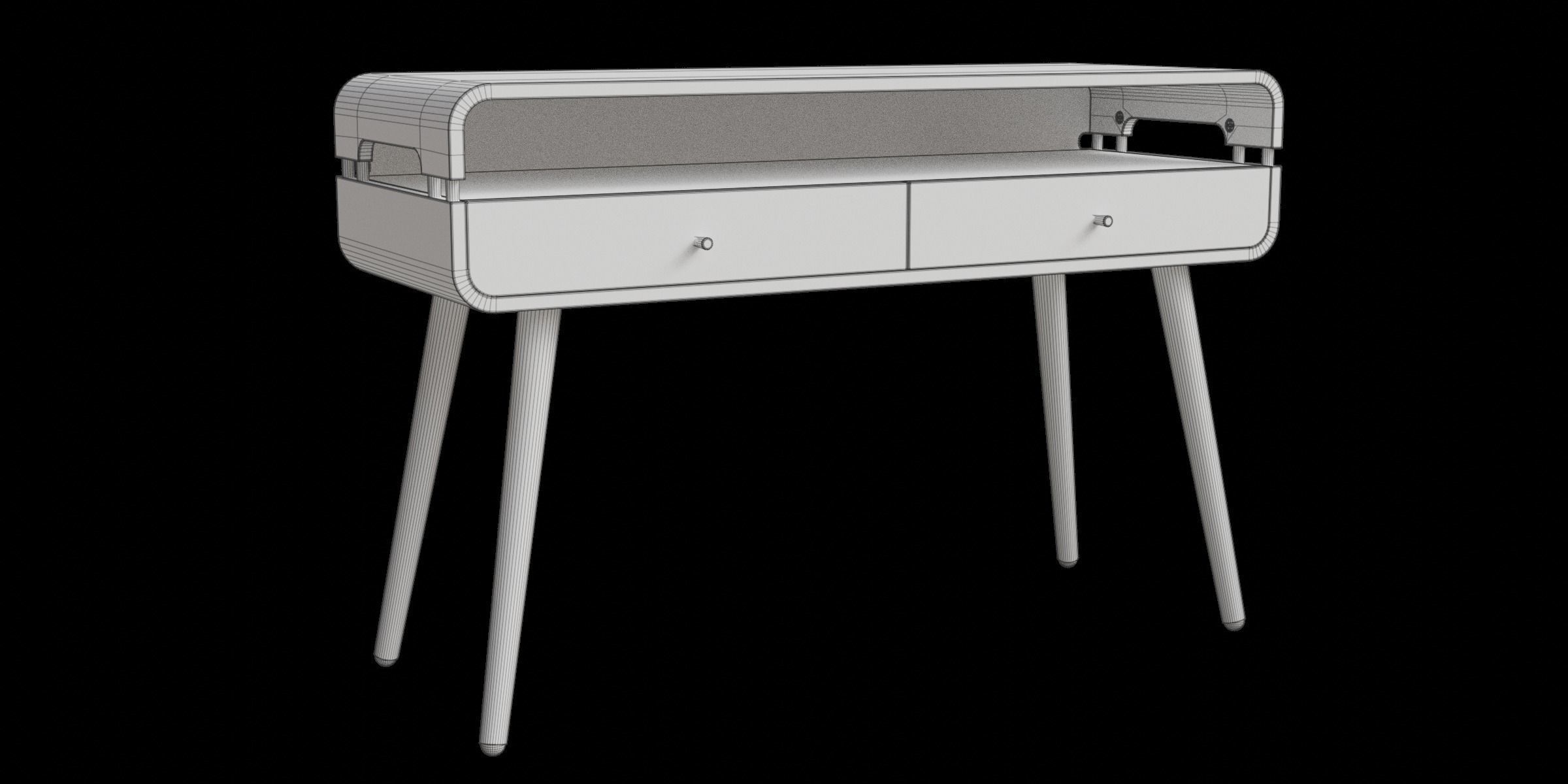 Oak Effect Console Table Low-poly 3D model_3