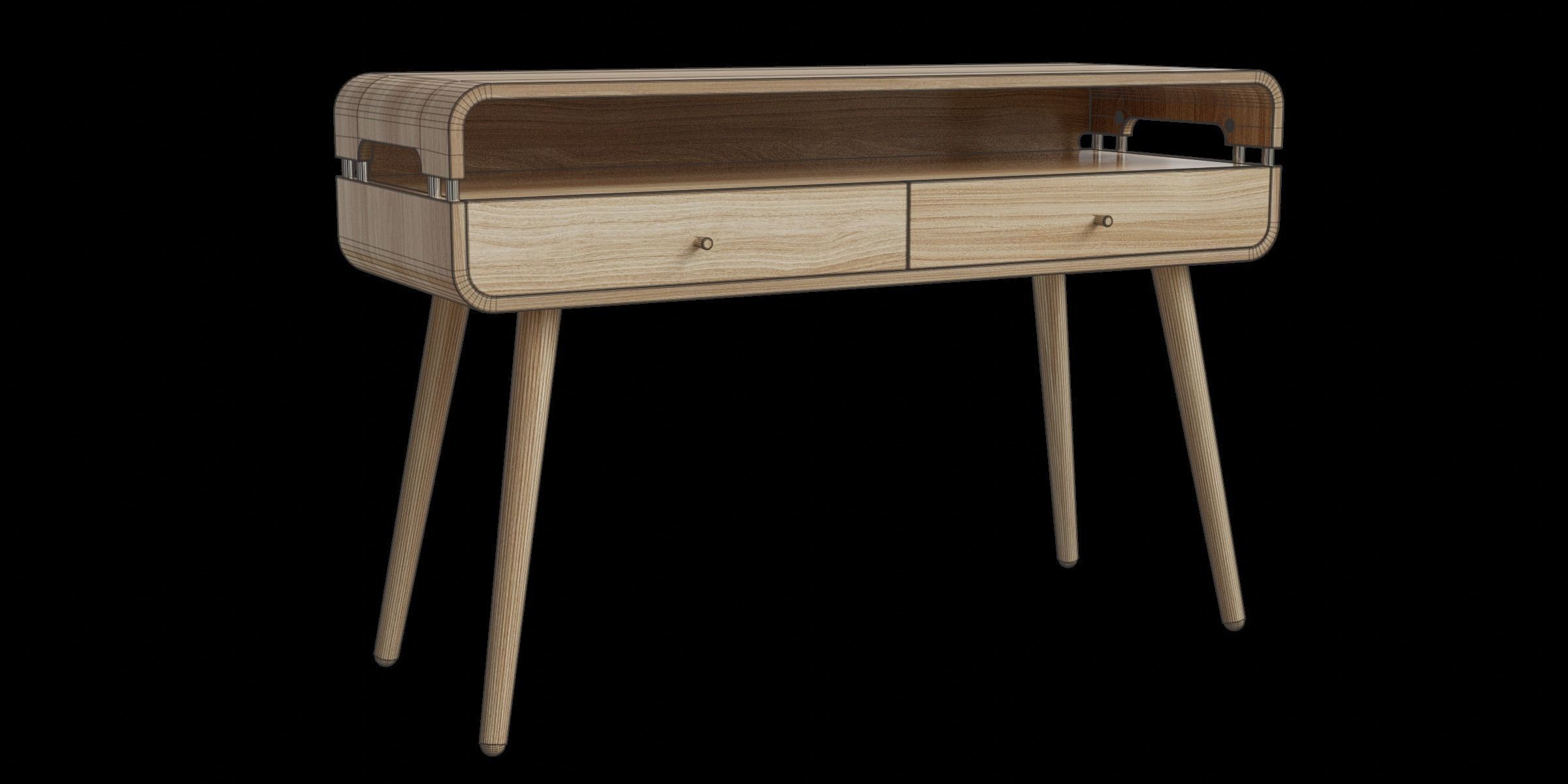Oak Effect Console Table Low-poly 3D model_4