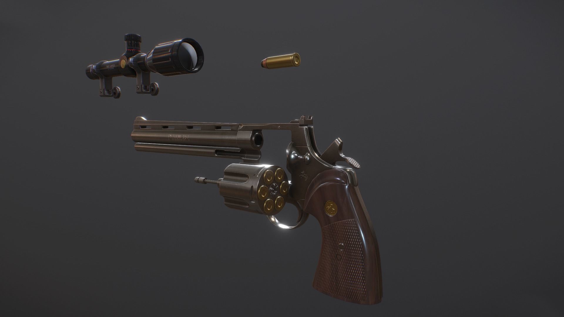 Colt Python 375 Low-poly 3D model_2