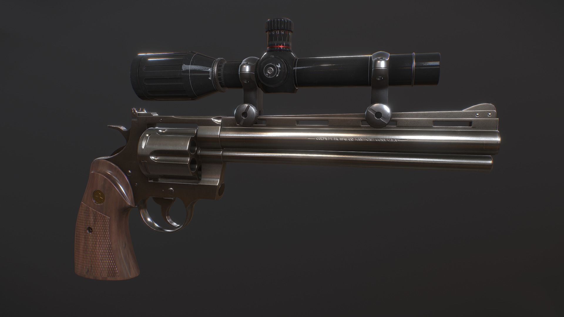 Colt Python 375 Low-poly 3D model_5