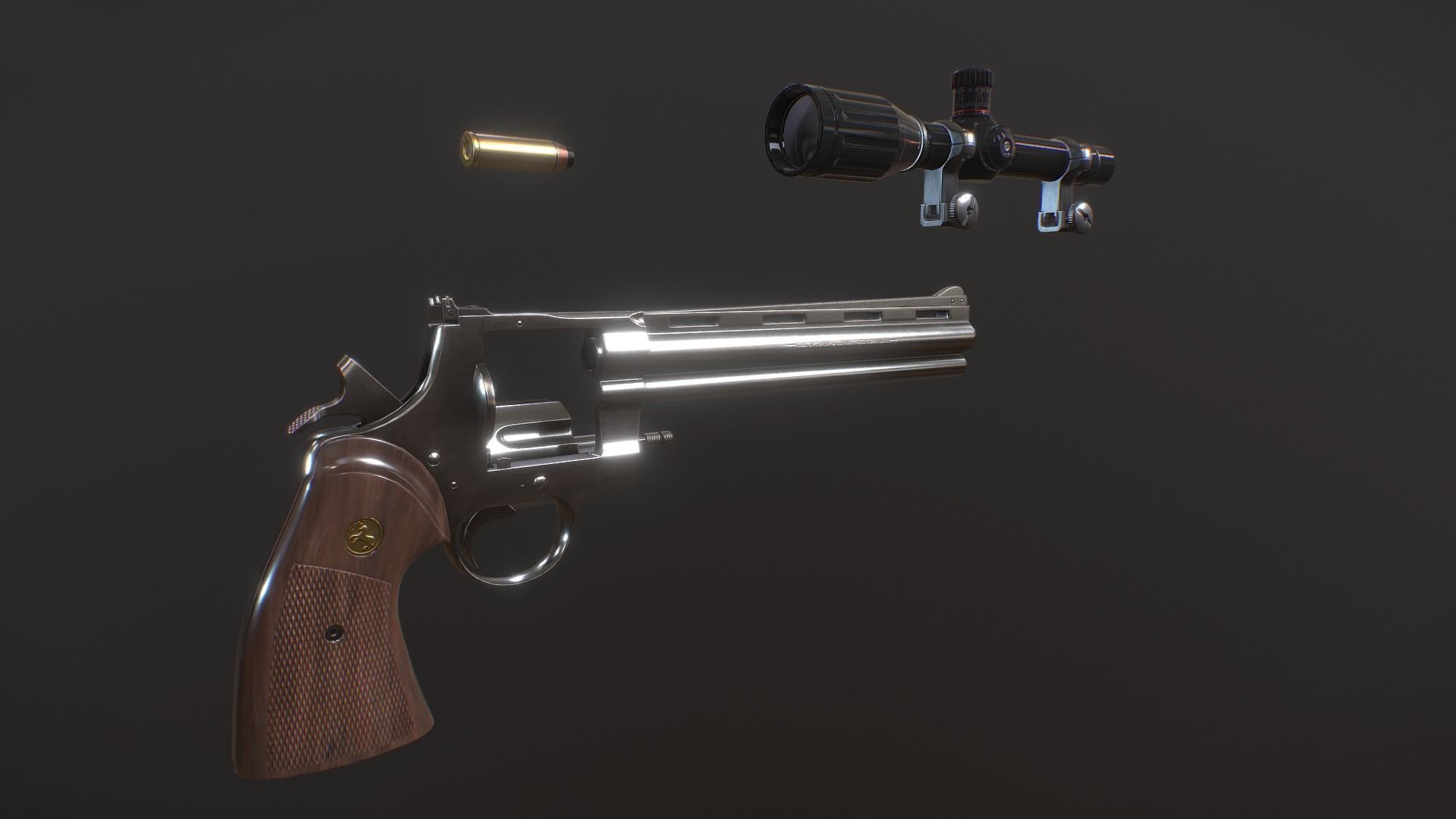 Colt Python 375 Low-poly 3D model_3