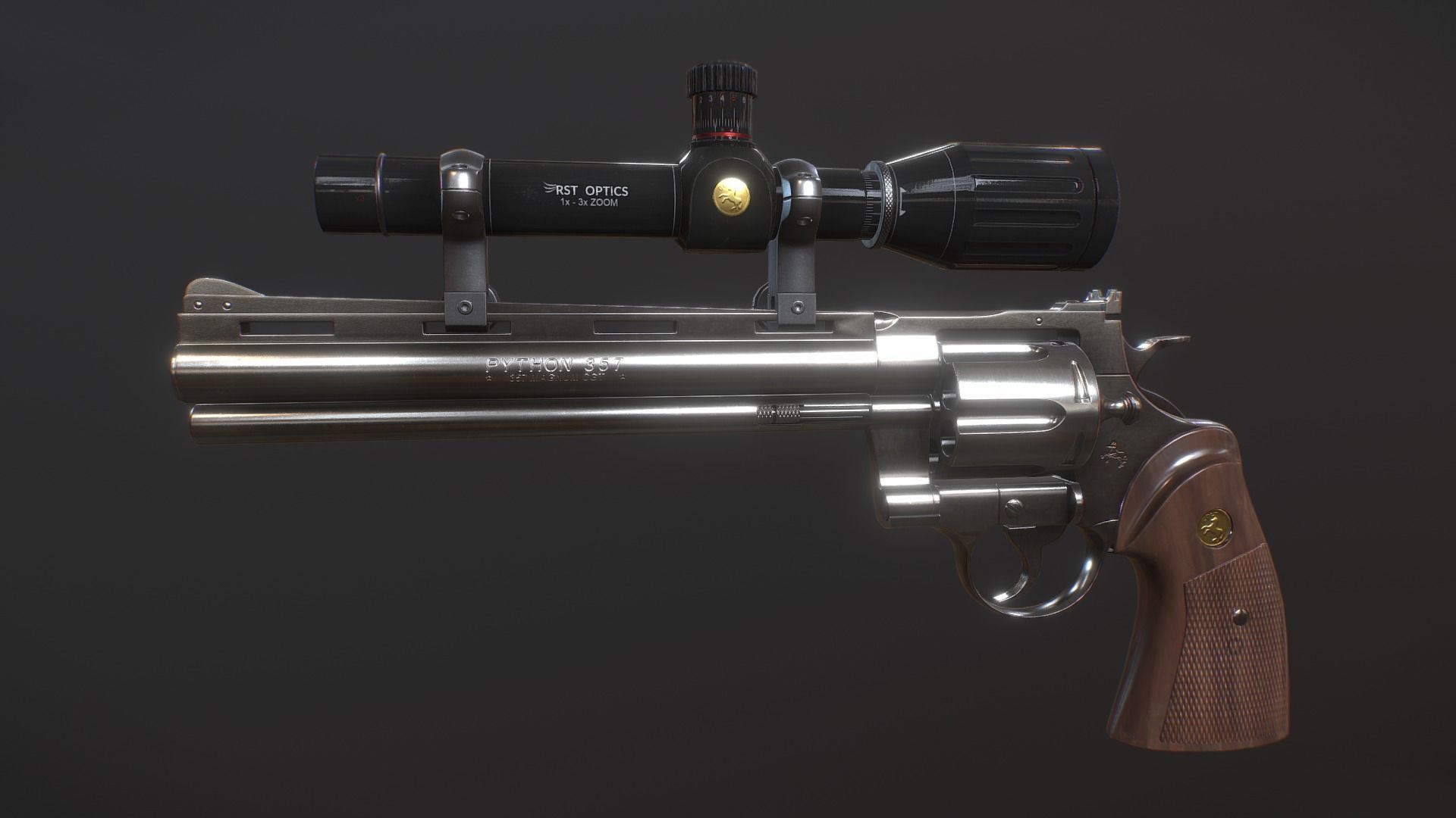 Colt Python 375 Low-poly 3D model_4