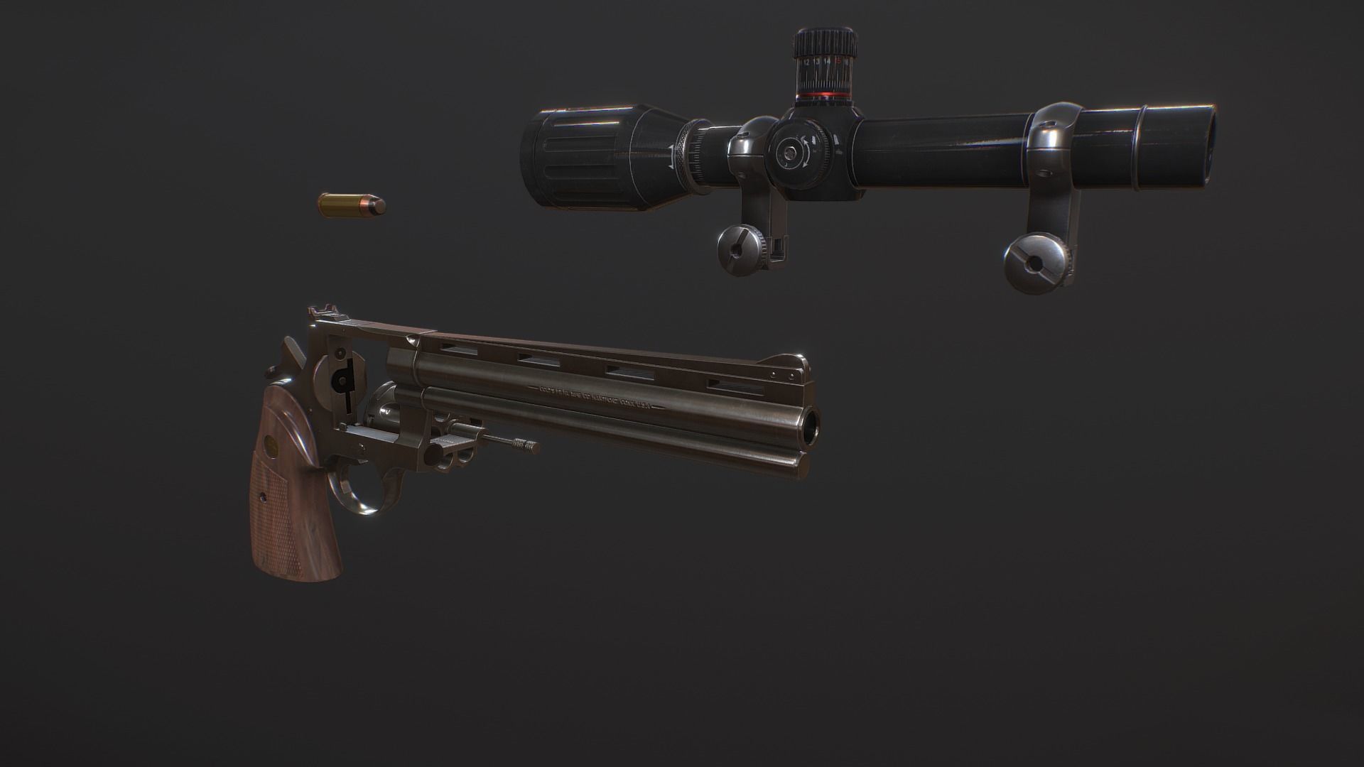 Colt Python 375 Low-poly 3D model_6