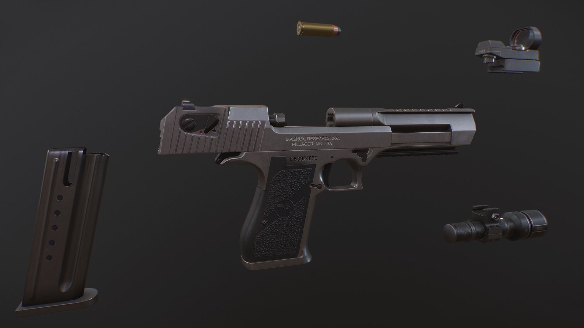 Desert Eagle D-50 Low-poly 3D model_6