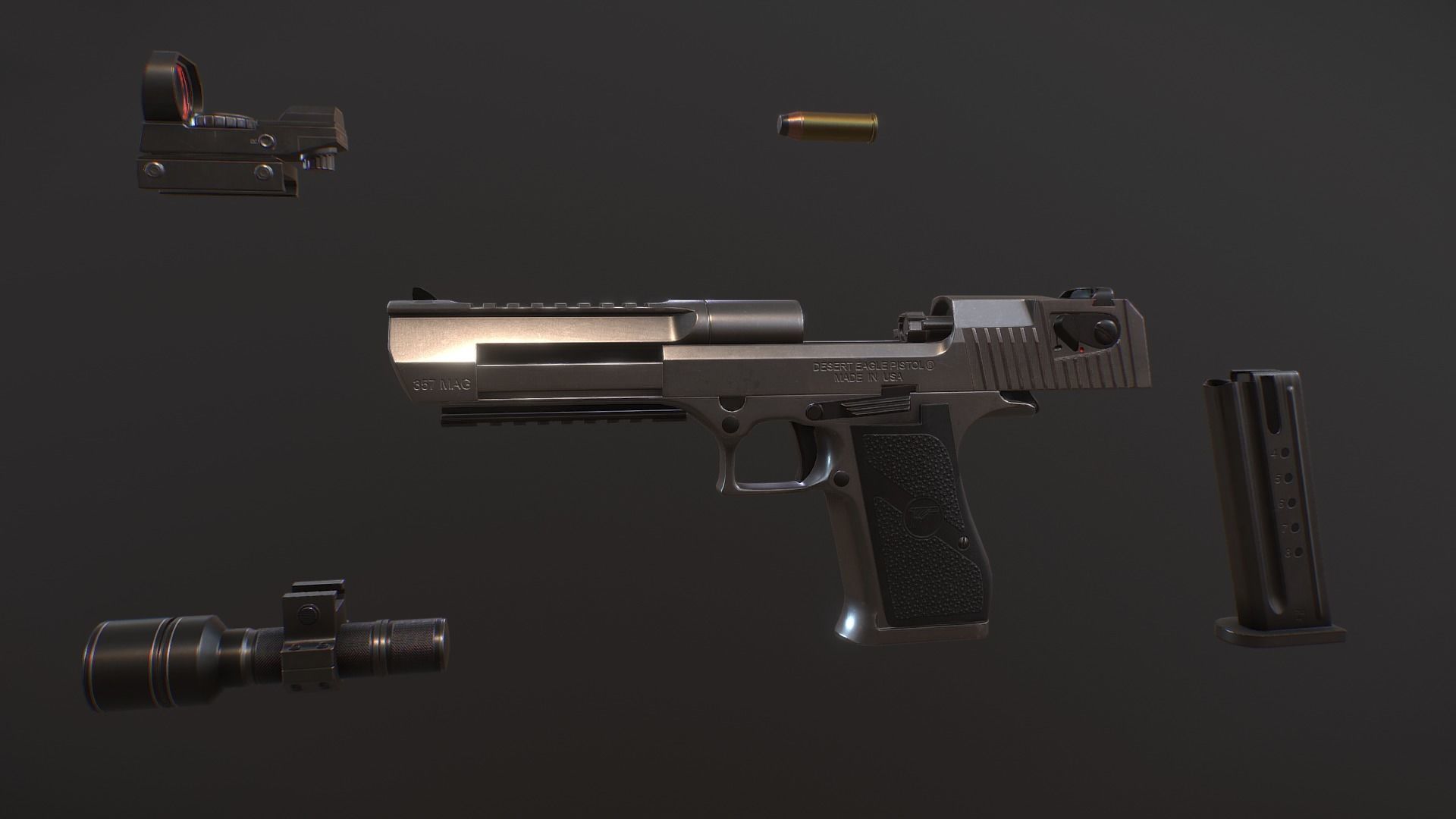 Desert Eagle D-50 Low-poly 3D model_1