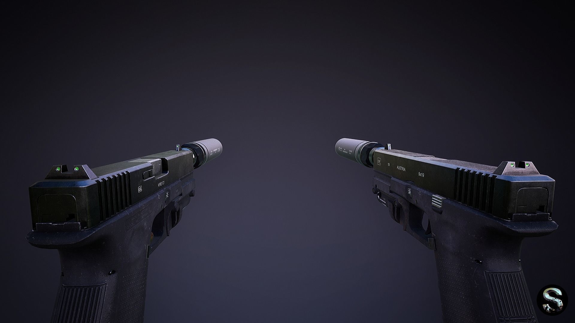 Glock 19 Low-poly 3D model_10