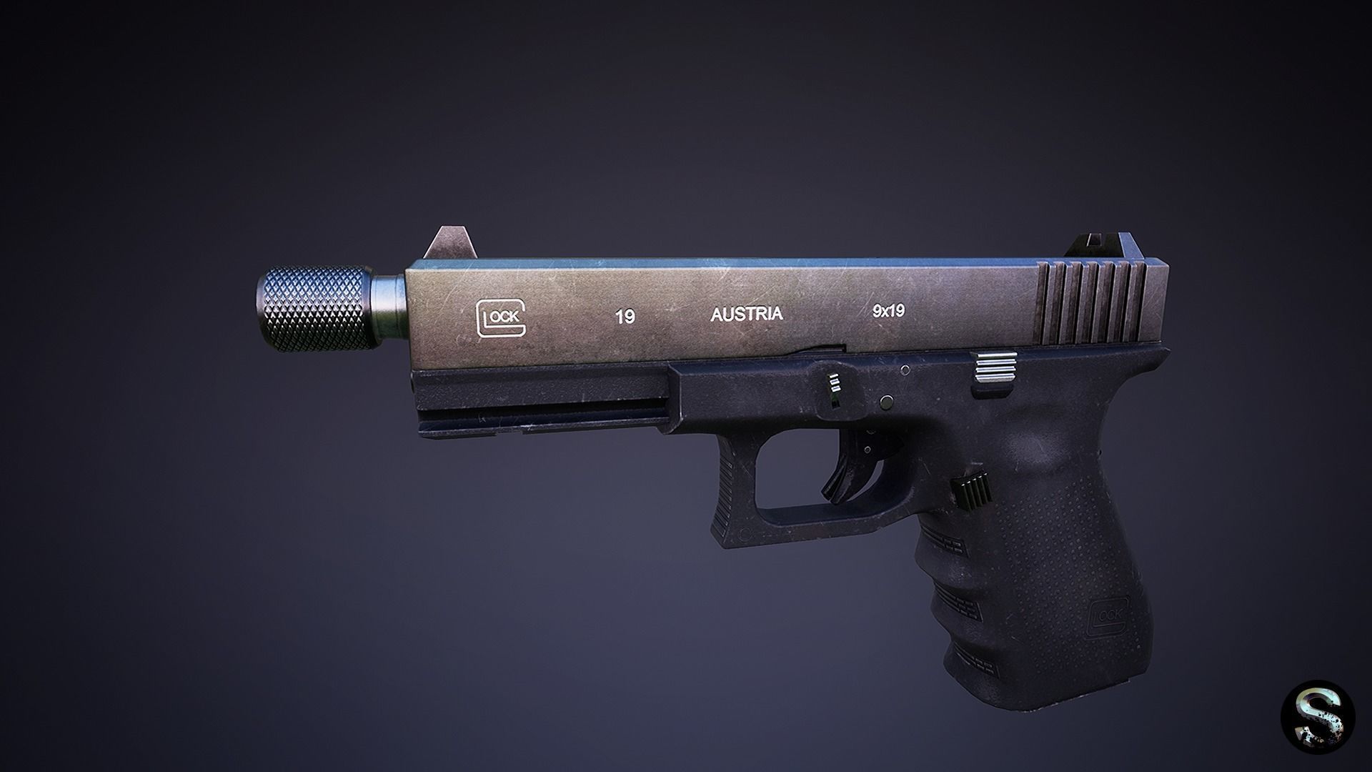 Glock 19 Low-poly 3D model_2