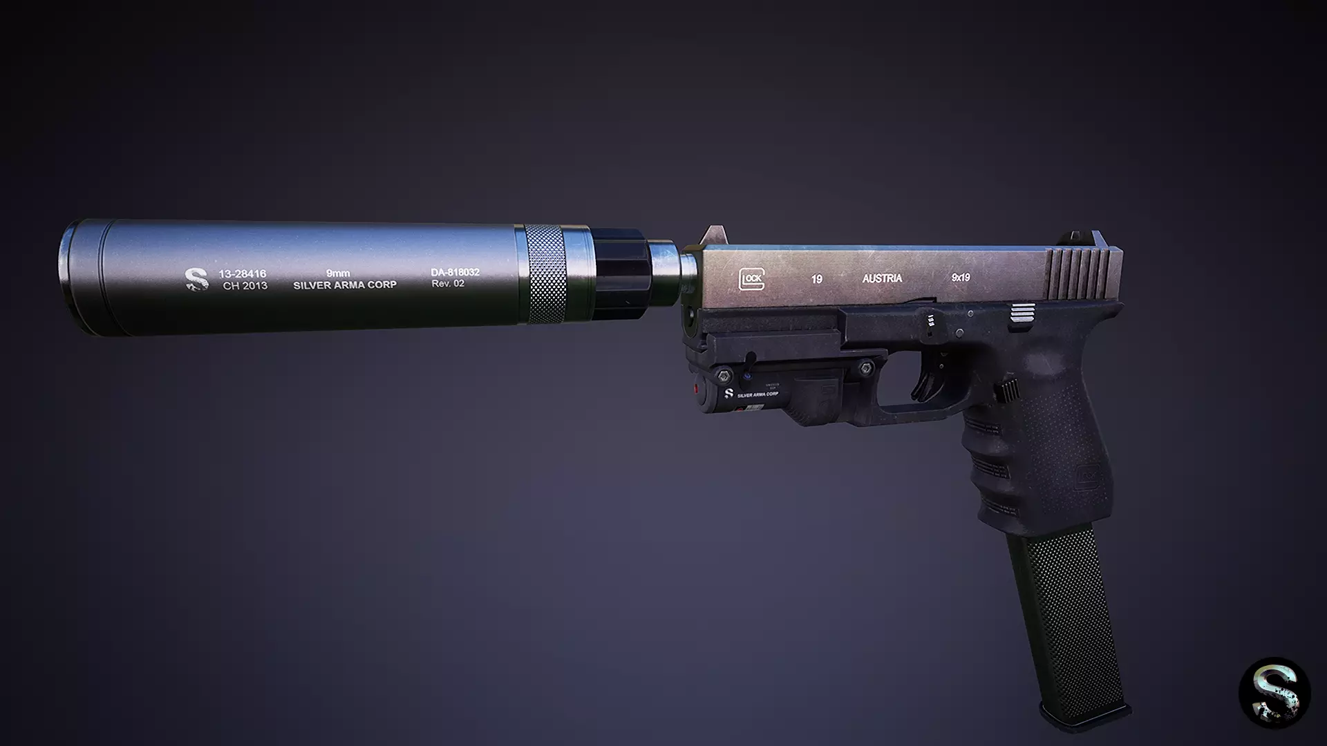 Glock 19 Low-poly 3D model_0