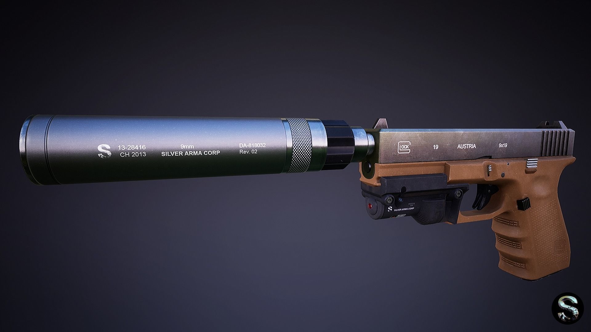 Glock 19 Low-poly 3D model_8