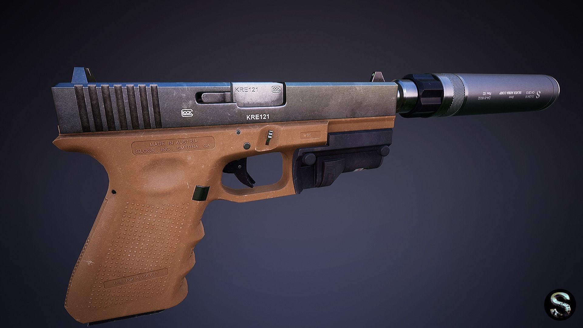 Glock 19 Low-poly 3D model_9