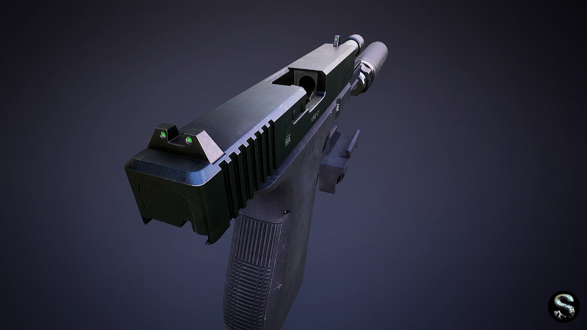 Glock 19 Low-poly 3D model_7