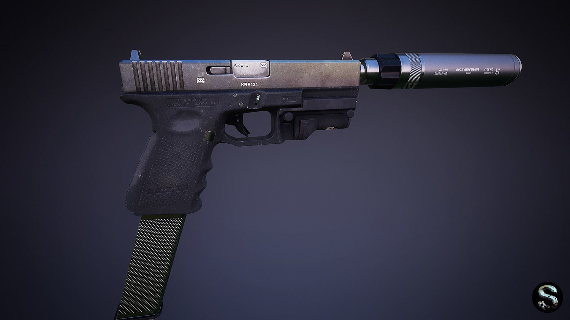 Glock 19 Low-poly 3D model_3