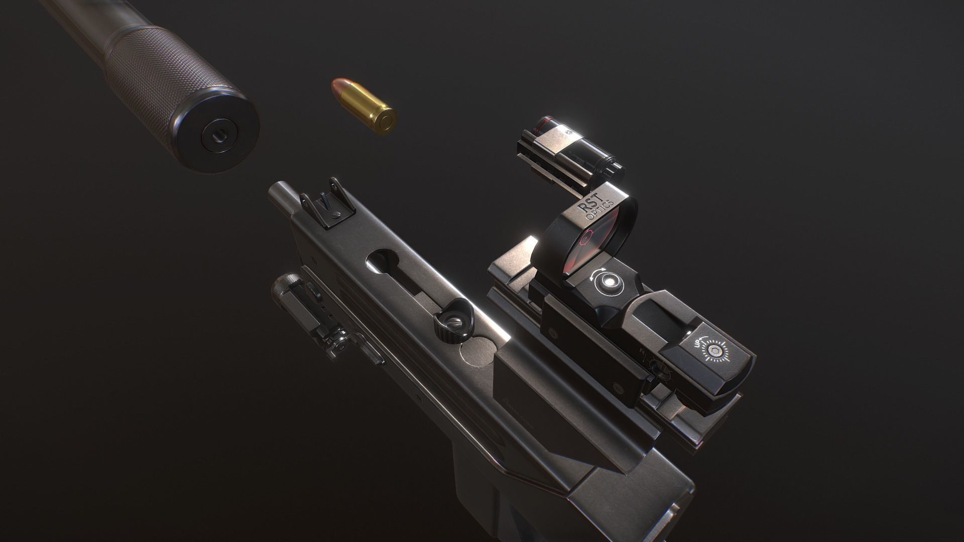 Ingram MAC10 Low-poly 3D model_5