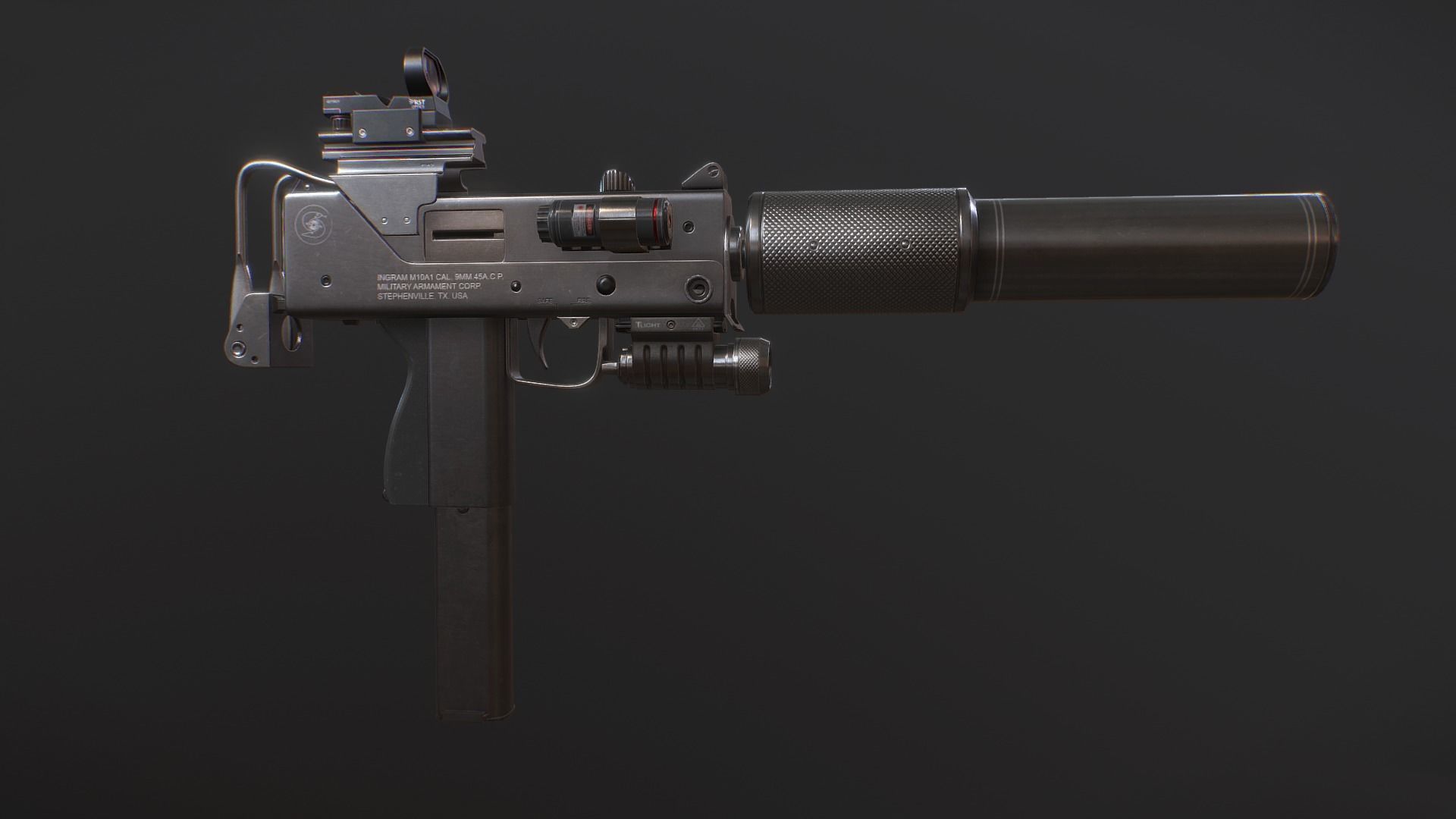 Ingram MAC10 Low-poly 3D model_3