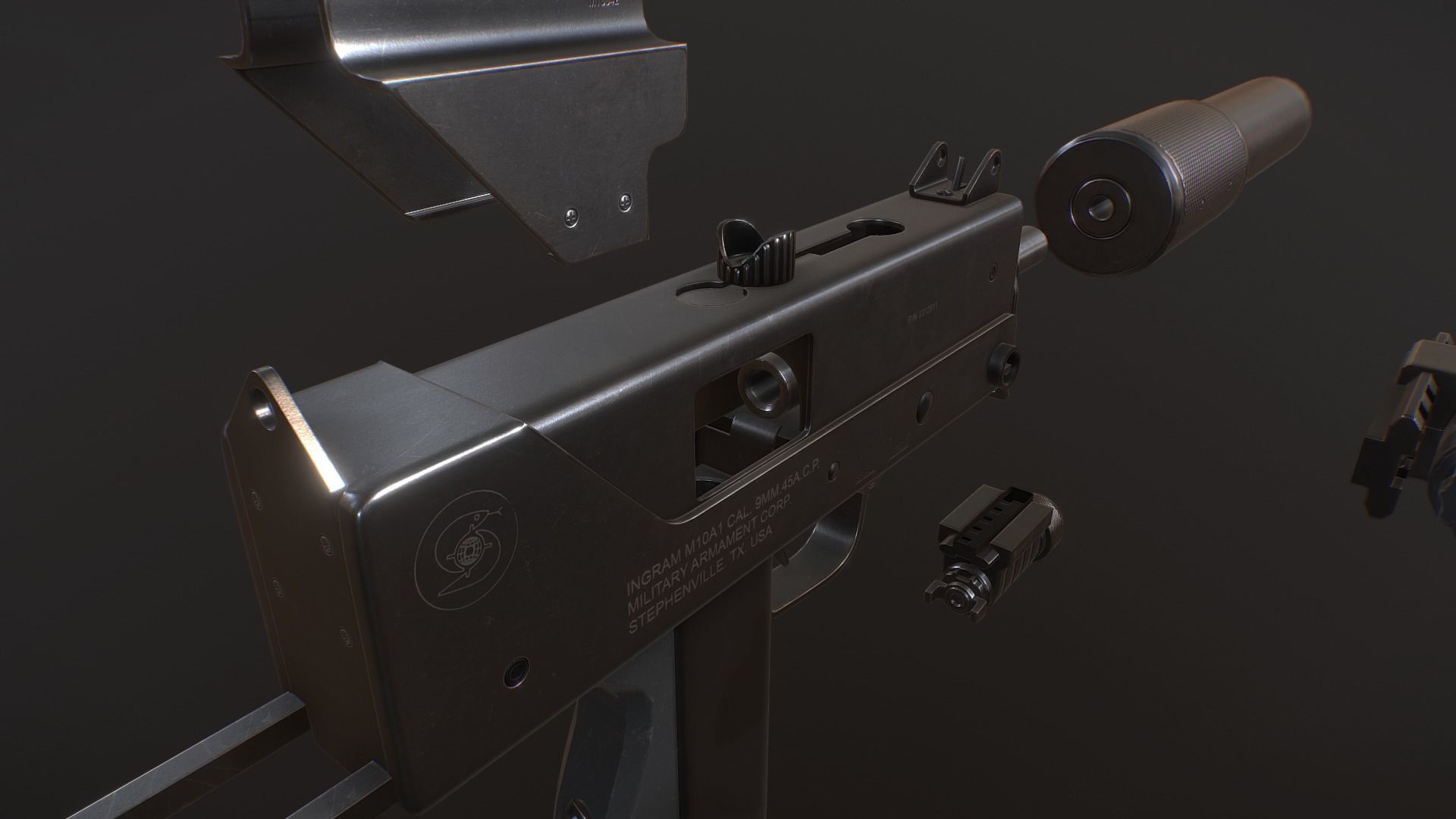 Ingram MAC10 Low-poly 3D model_8