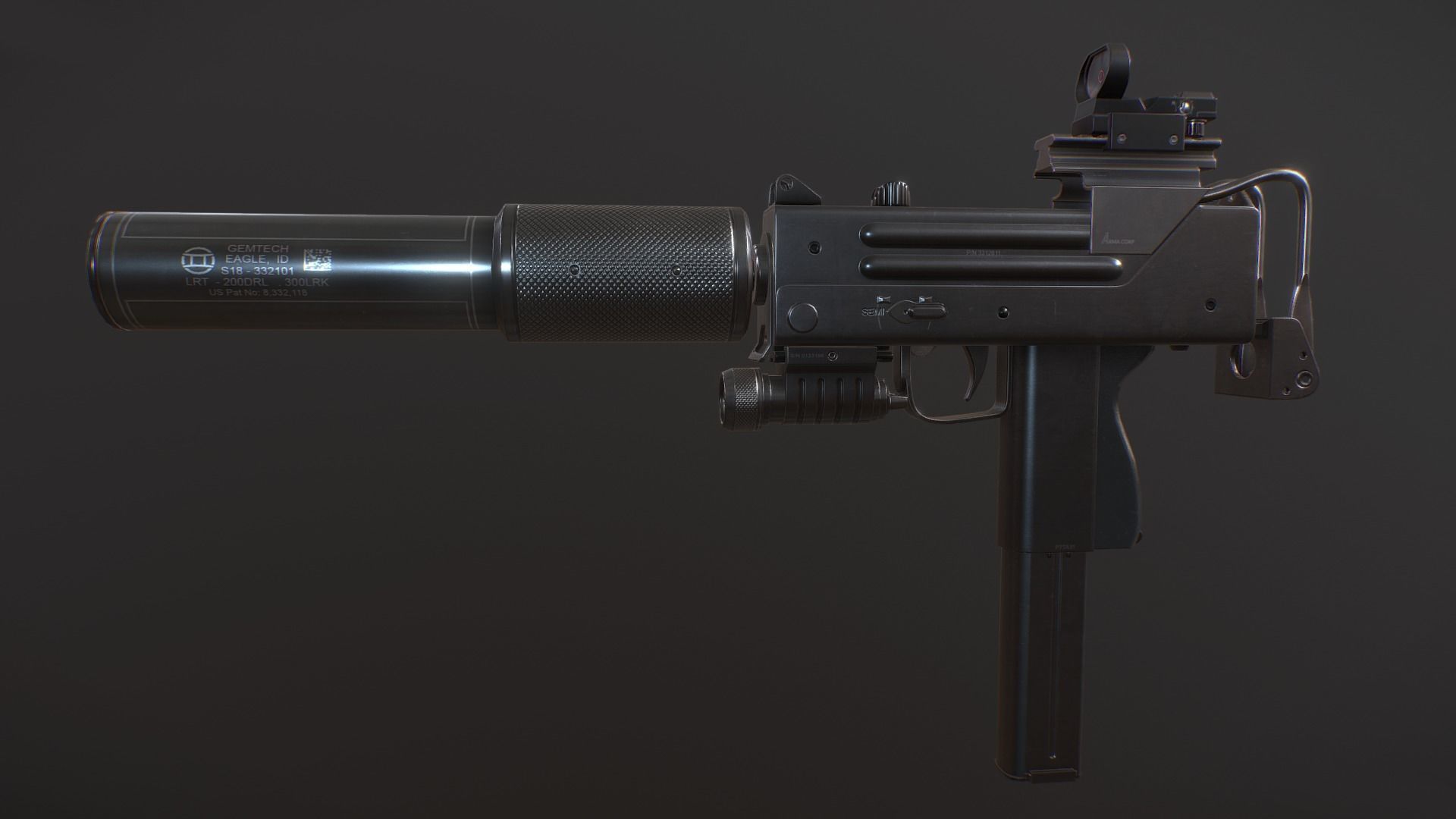 Ingram MAC10 Low-poly 3D model_2