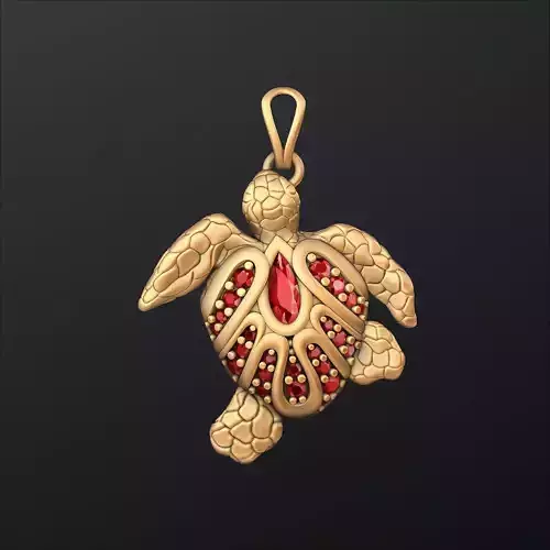 Turtle Pendant With Gems